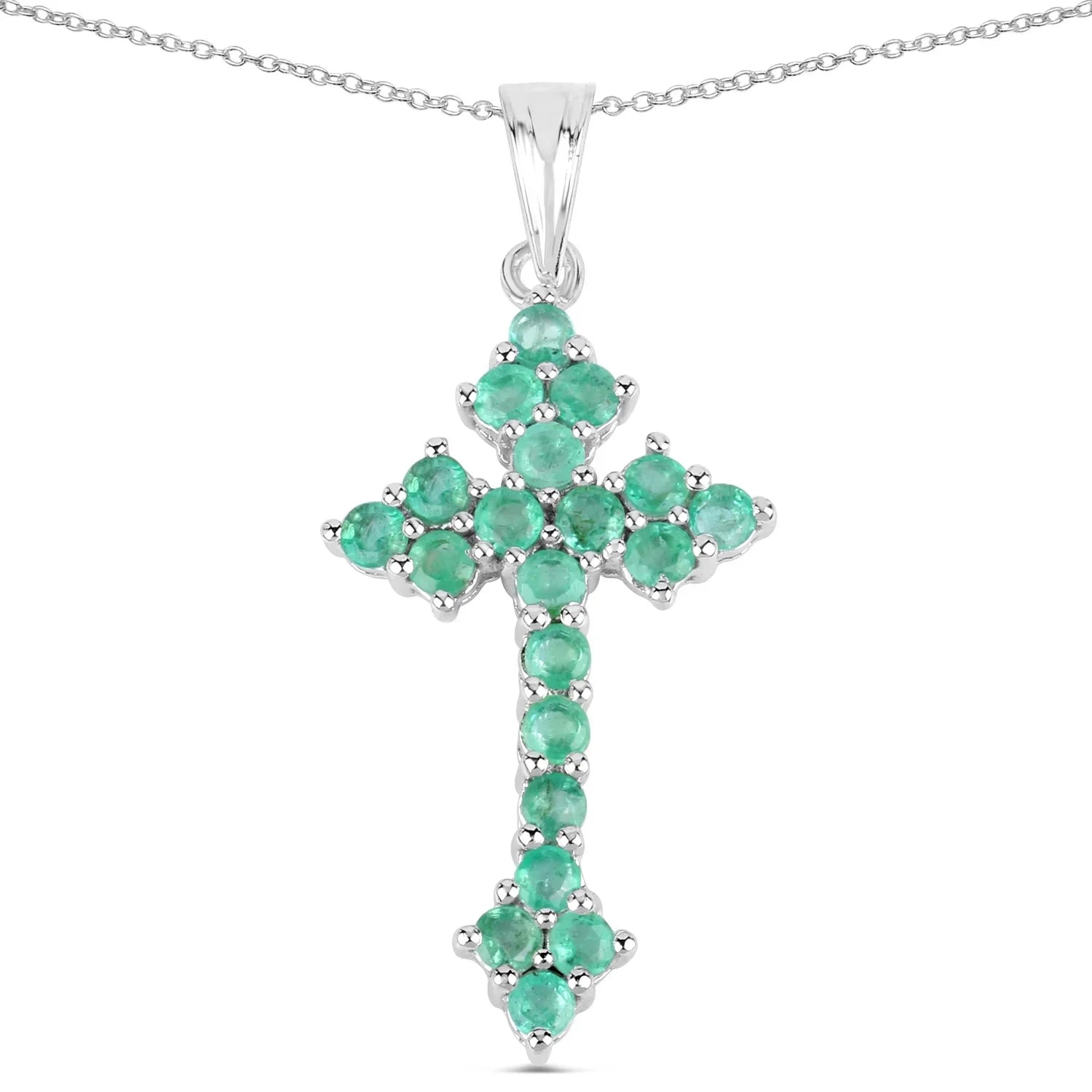 Genuine Zambian Emerald Cross Necklace