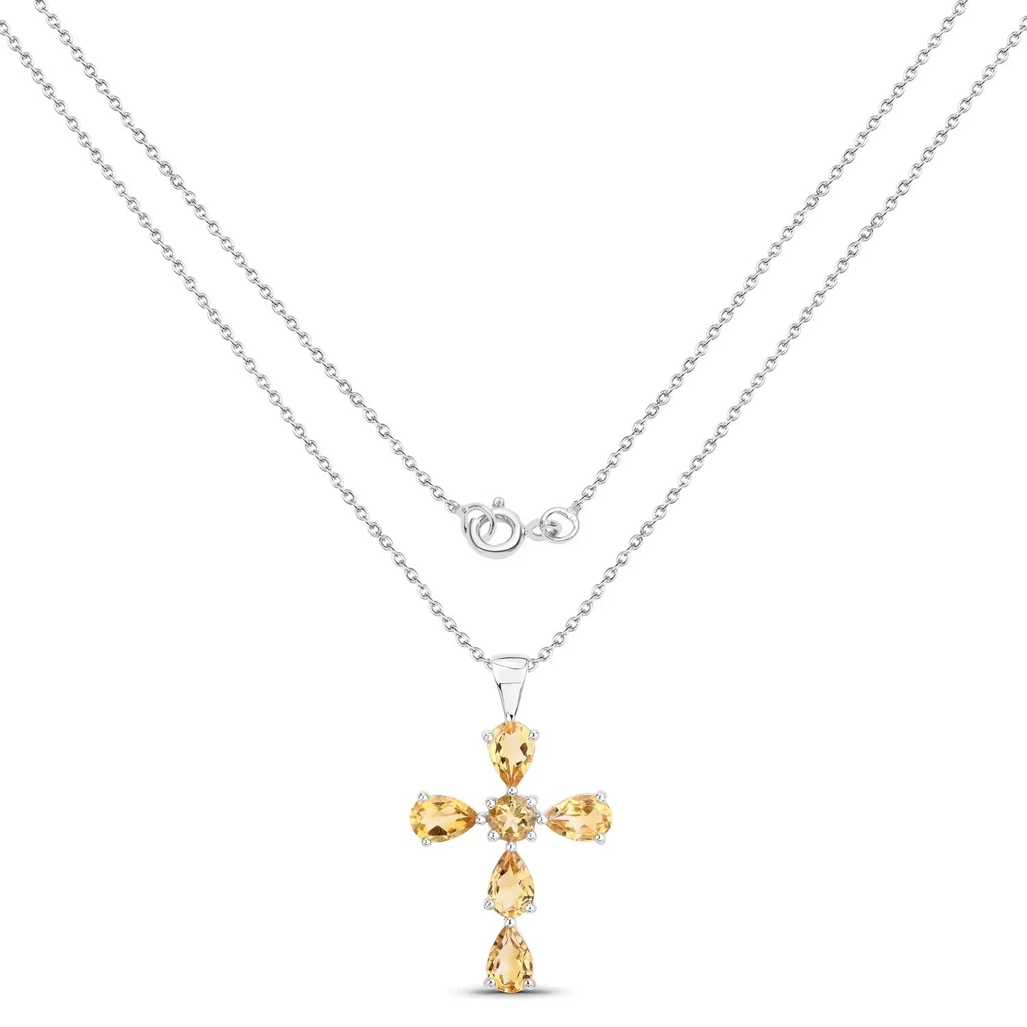 Natural Golden Citrine Cross Necklace