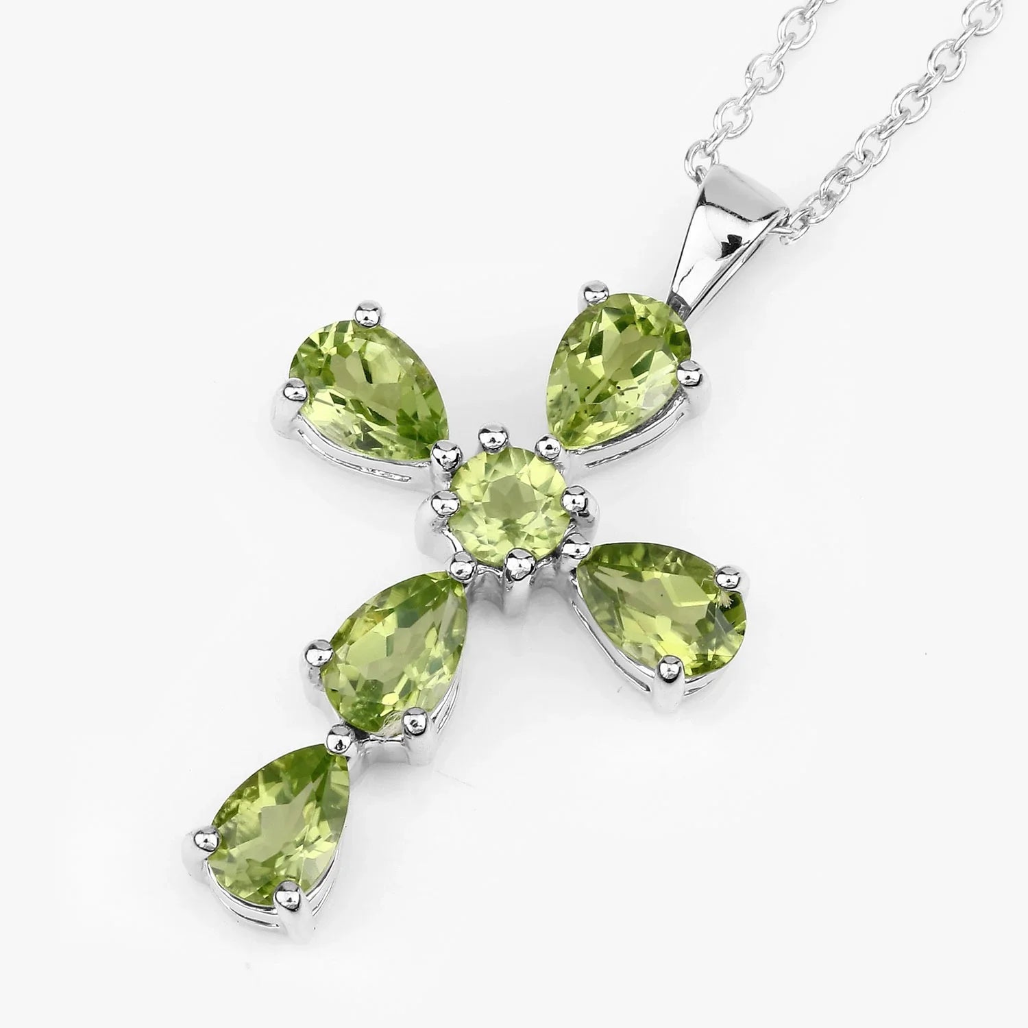 Genuine Green Peridot Cross Necklace
