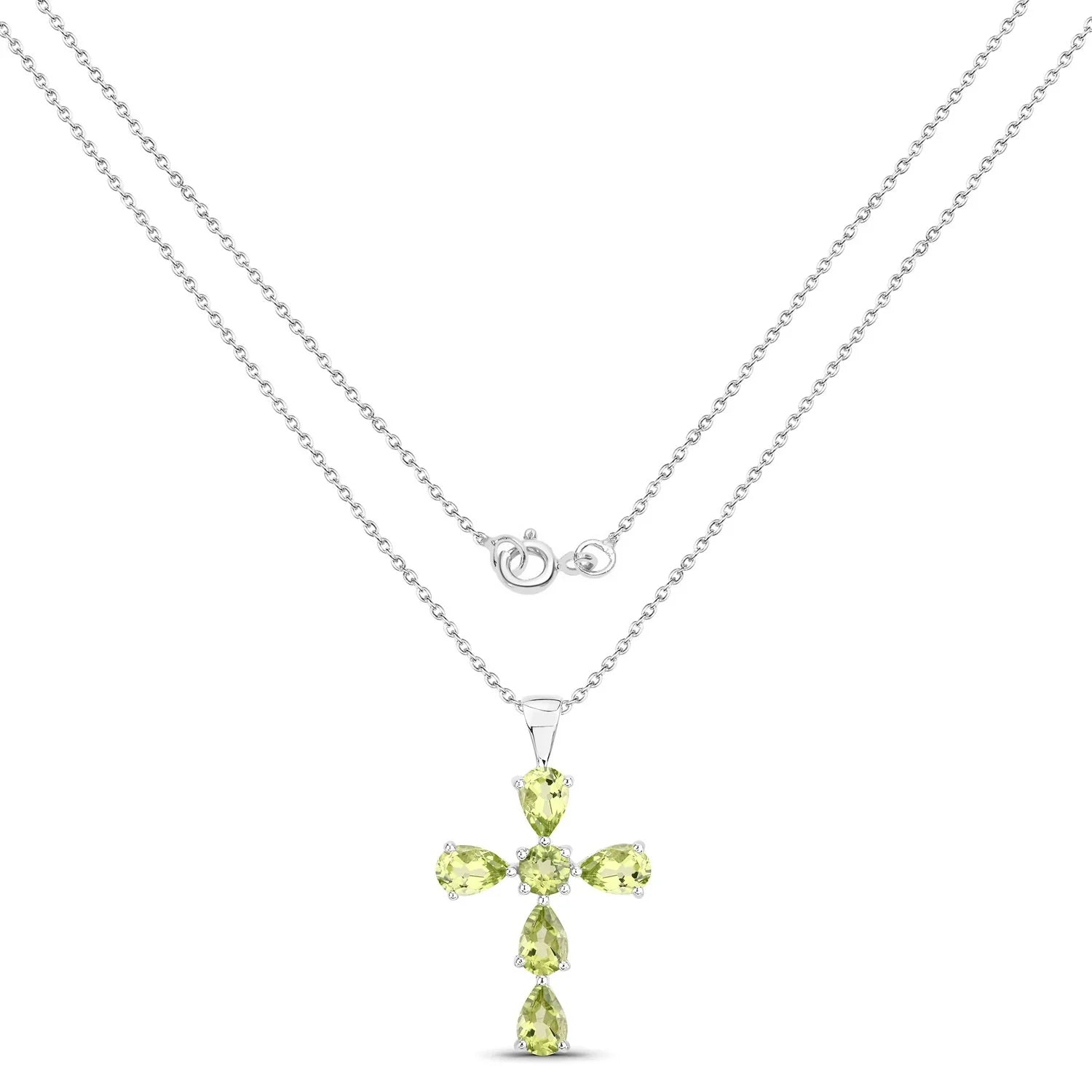 Genuine Green Peridot Cross Necklace