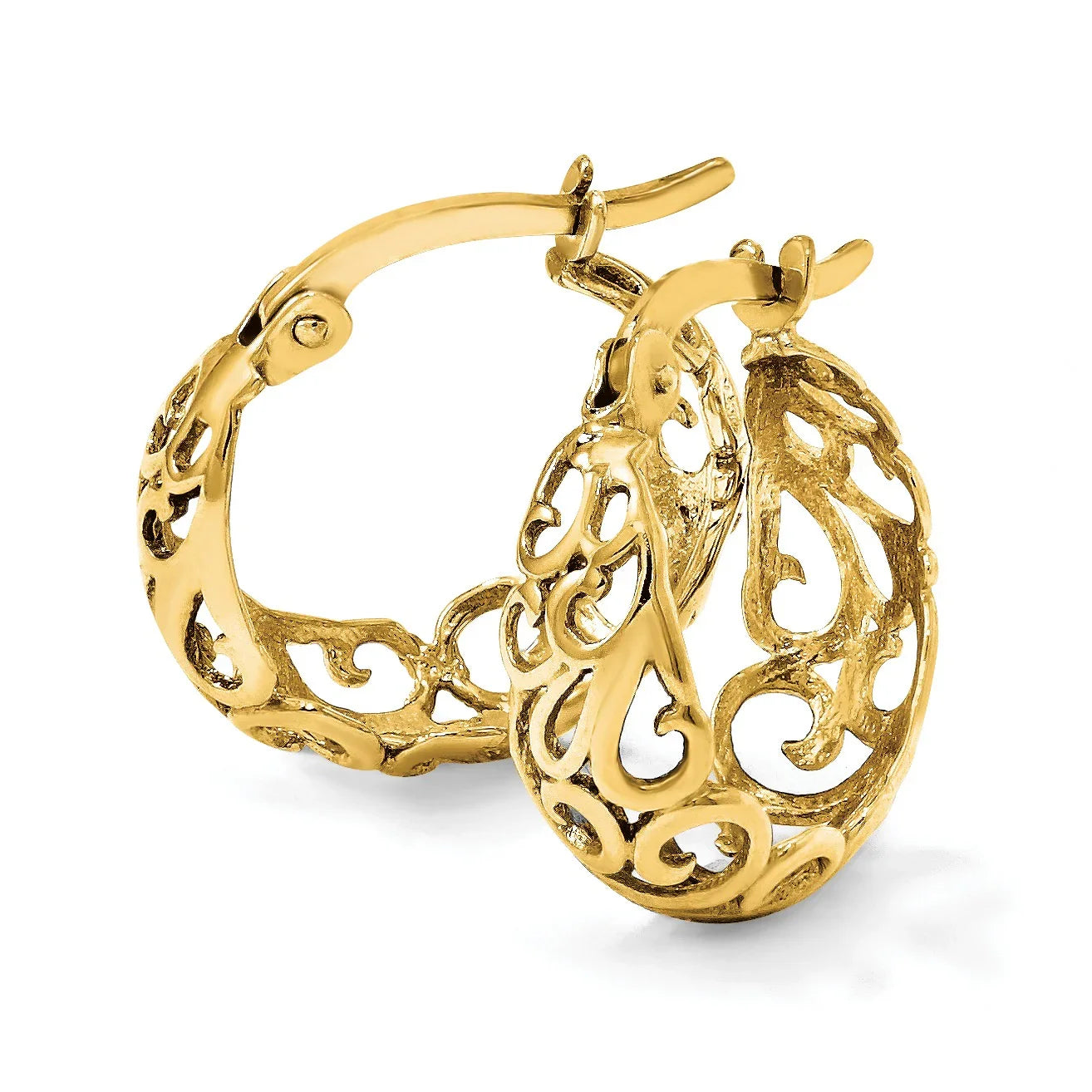 10K Gold Textured Hinged Hoop Earrings