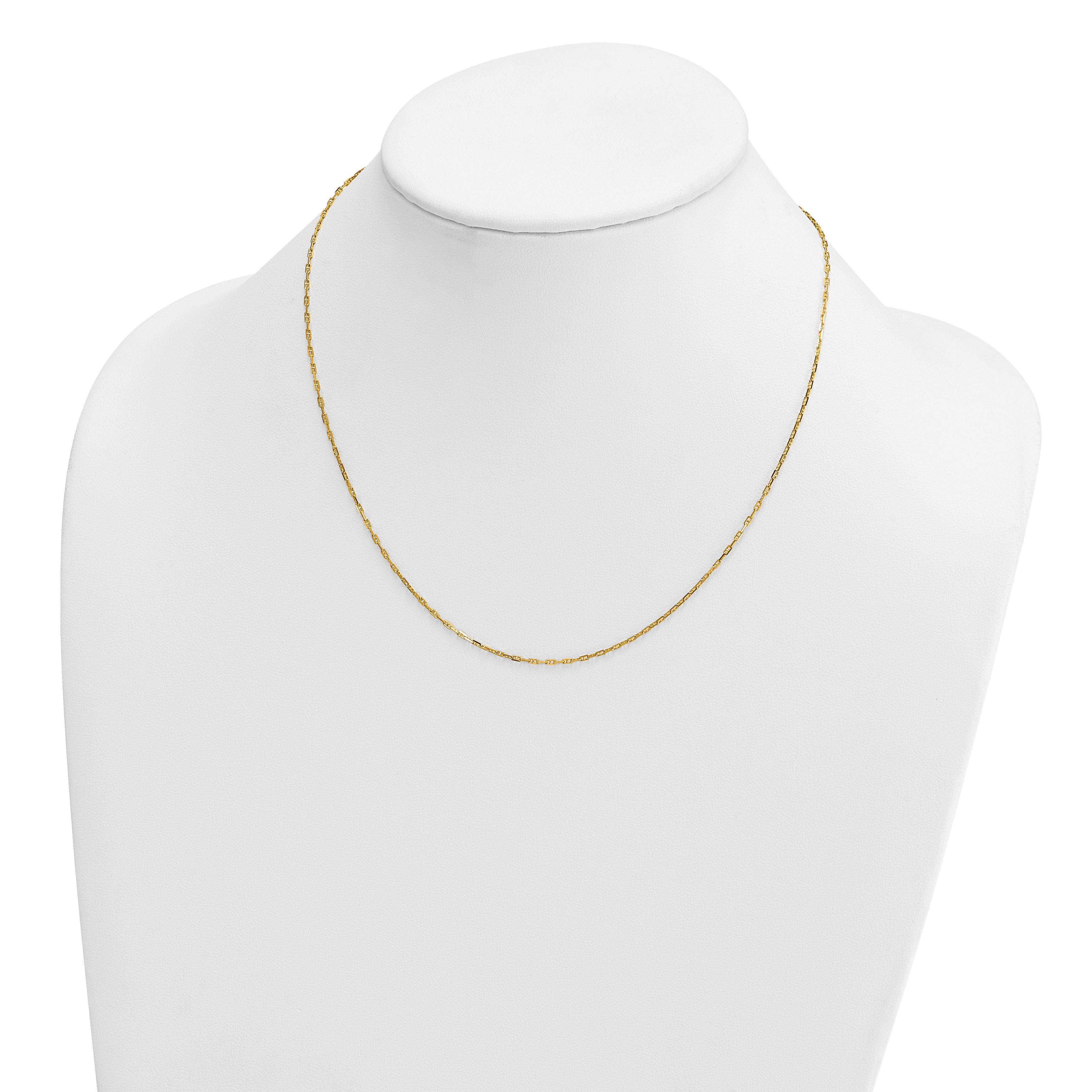 1.3 mm 14K Gold Polished Anchor 18 Inch Chain