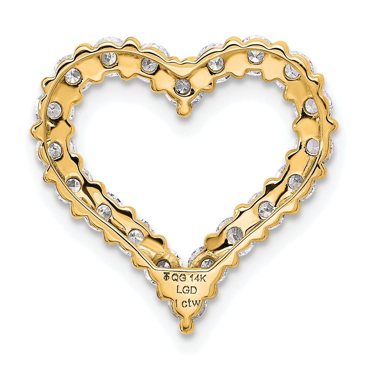 14k Gold Lab Grown Diamond Heart Chain Slide Pendant