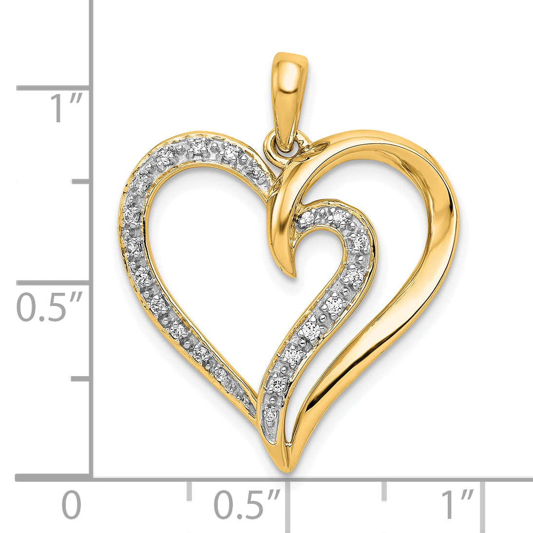 14k 1/10 carat Diamond Fancy Gold Heart Pendant