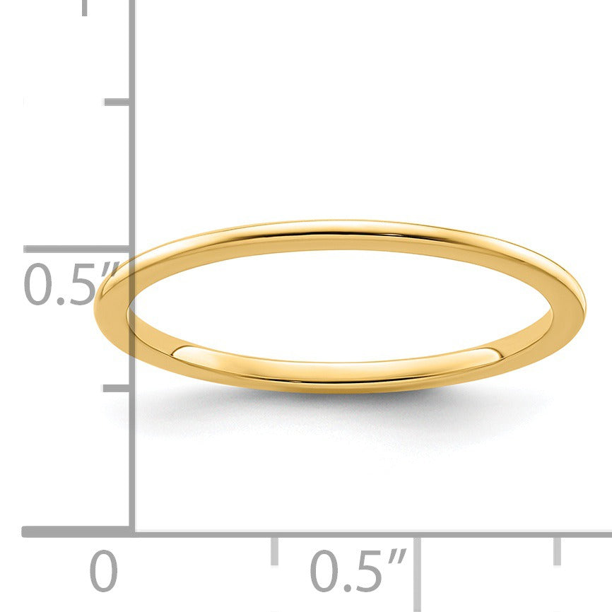 14K Yellow Gold Half Round Polished Stackable Band Ring