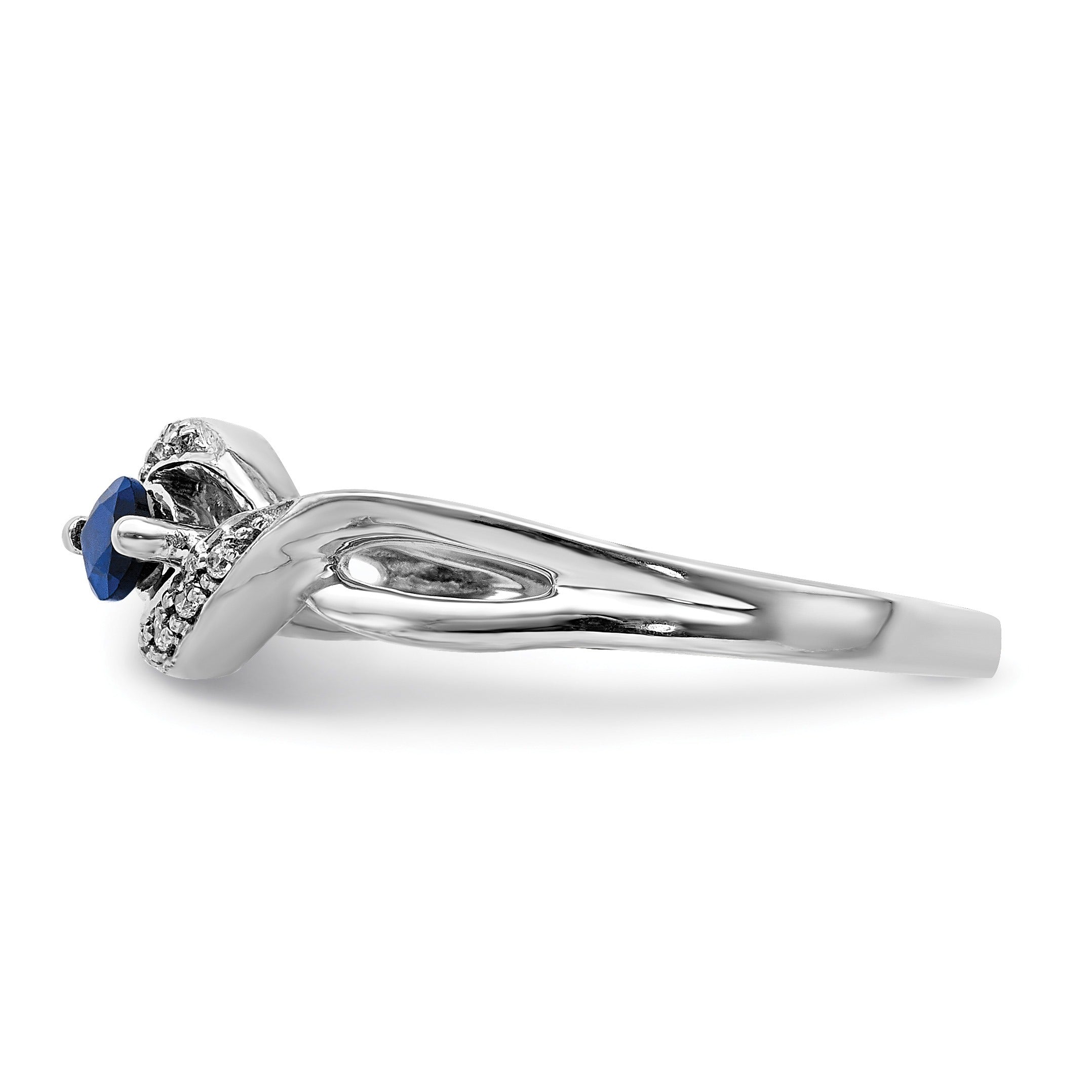 0.29 Ct. Blue Marquise Sapphire & Diamond Prong Pavé 14K White Gold East-West Bypass Ring