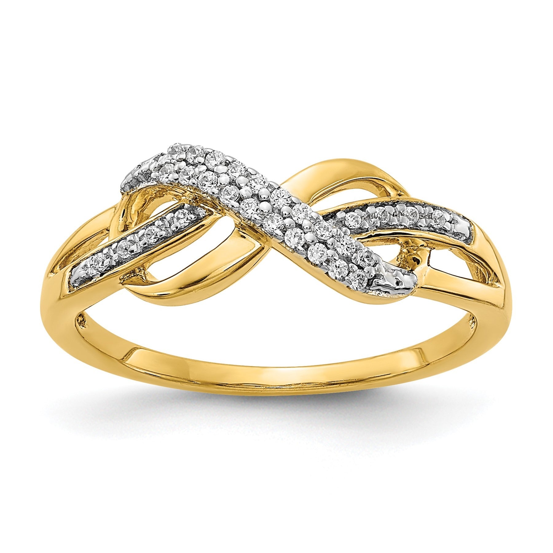 14k Yellow Gold Lab Grown Diamond Infinity Symbol Ring