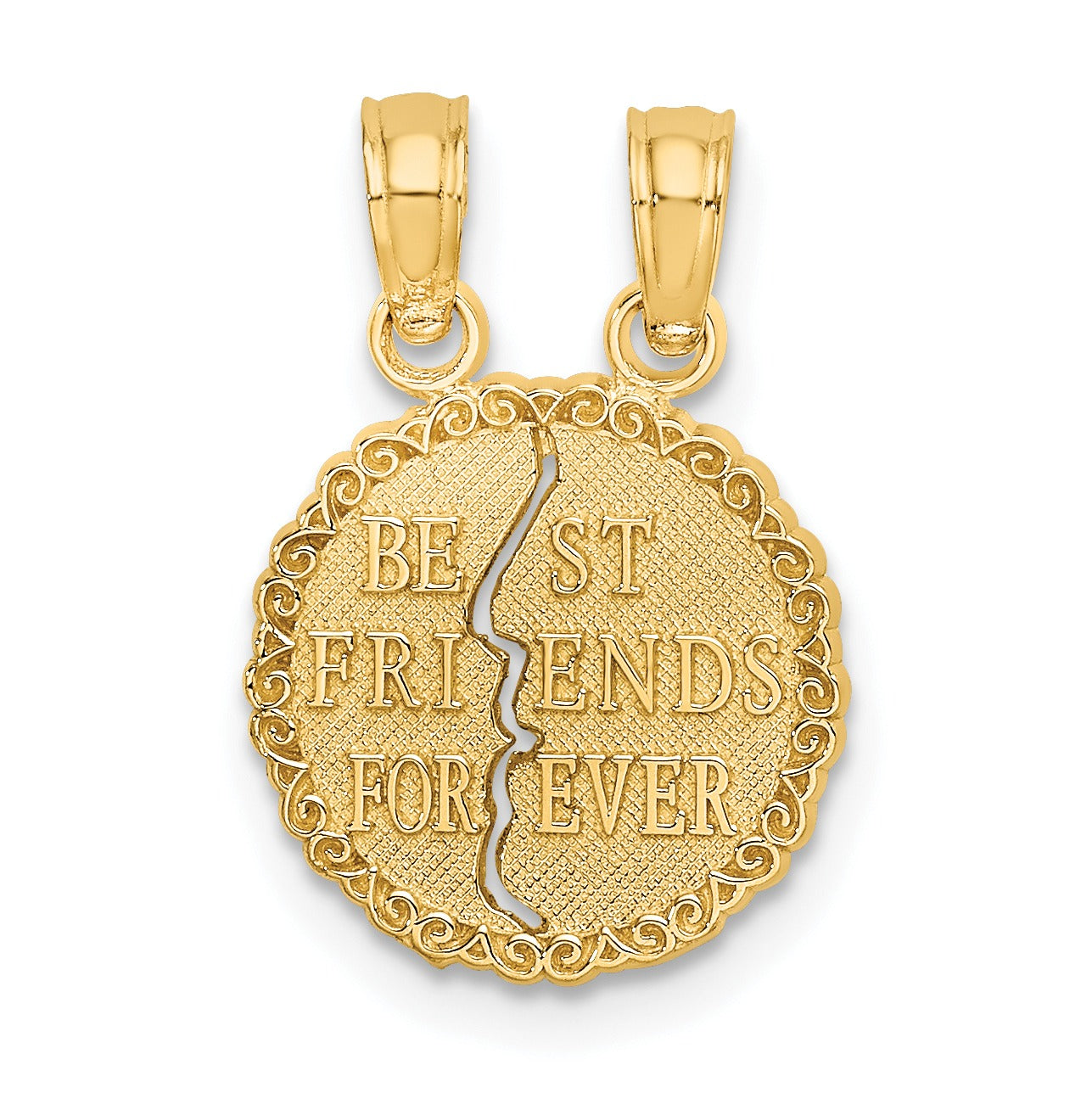 Gold split best friends forever pendant, handcrafted jewelry from Fine Color Jewels