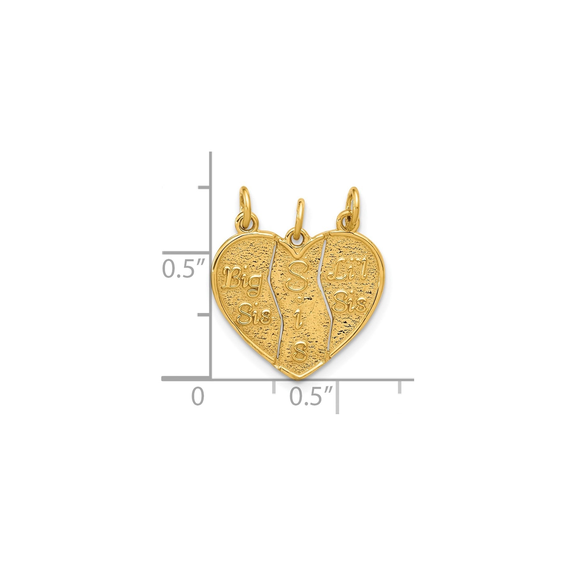 14k 3-piece Break-apart BIG SIS-SIS-LIL SIS Charm Pendant