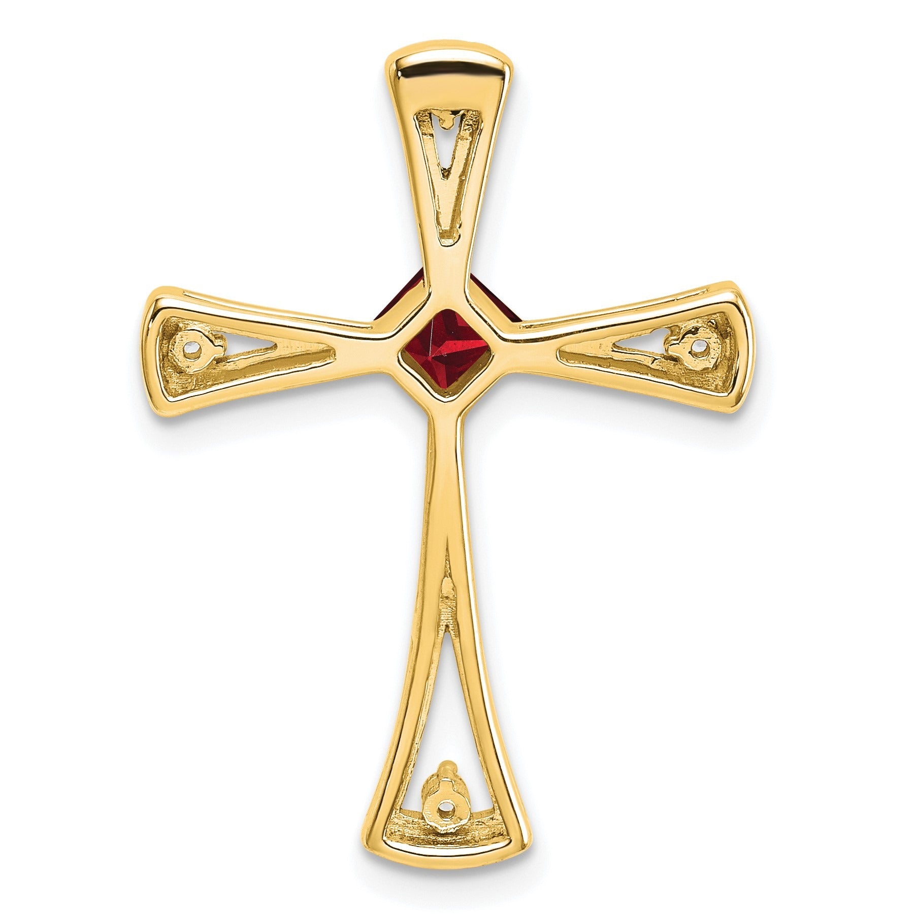 Natural Garnet and Diamond Cross Chain Slide Pendant