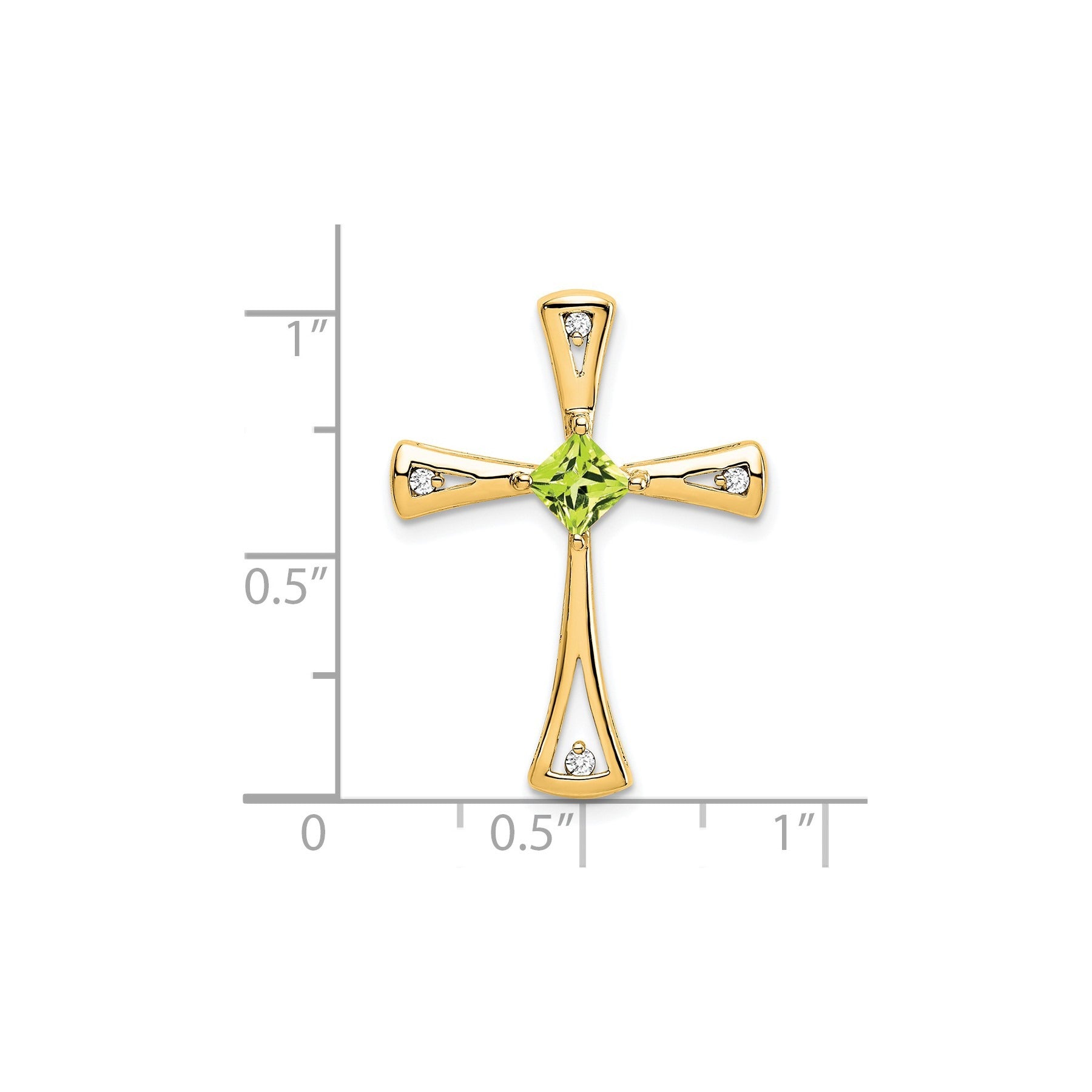 Natural Peridot and Diamond Cross Chain Slide Pendant