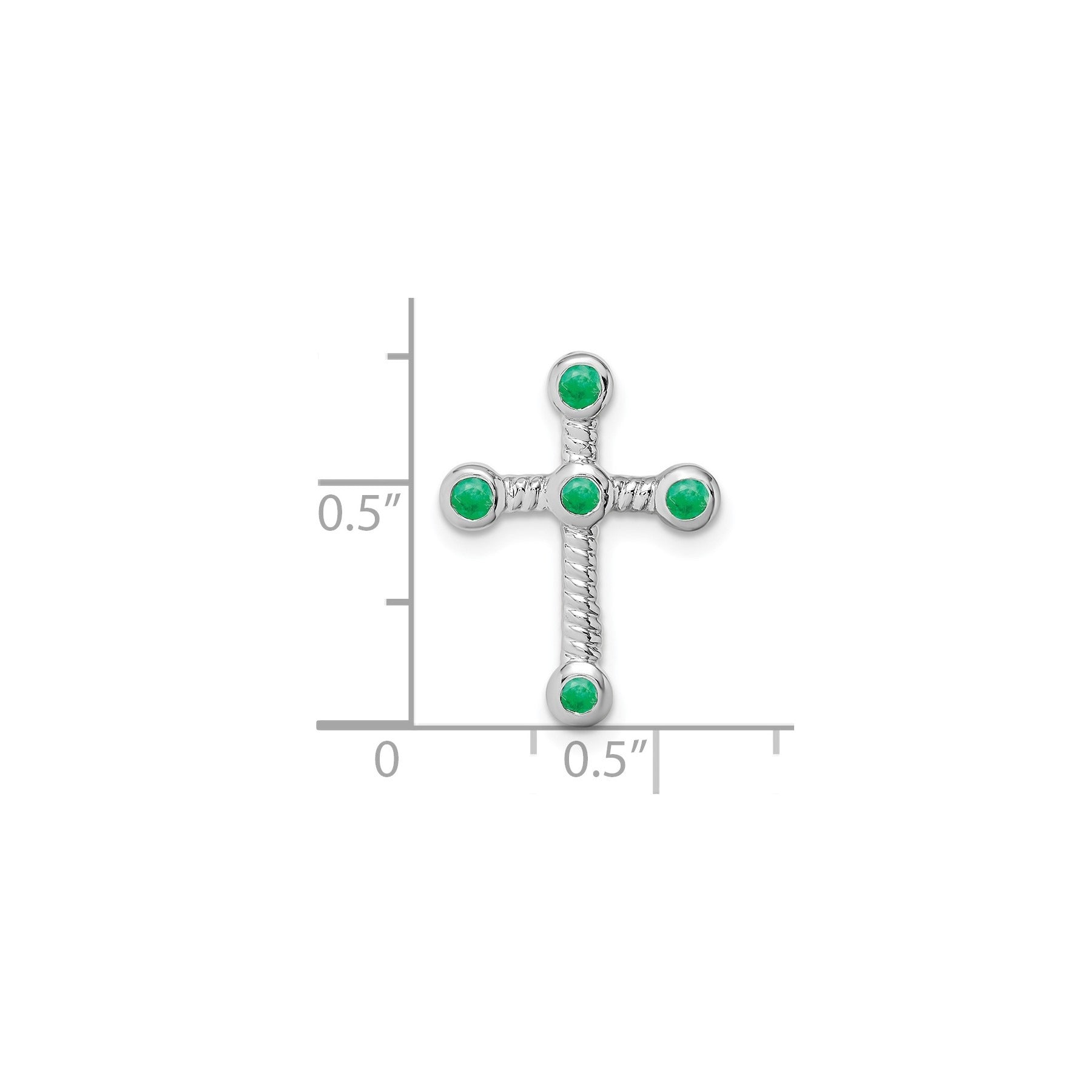 Natural Green Emerald Cross Gold Pendant