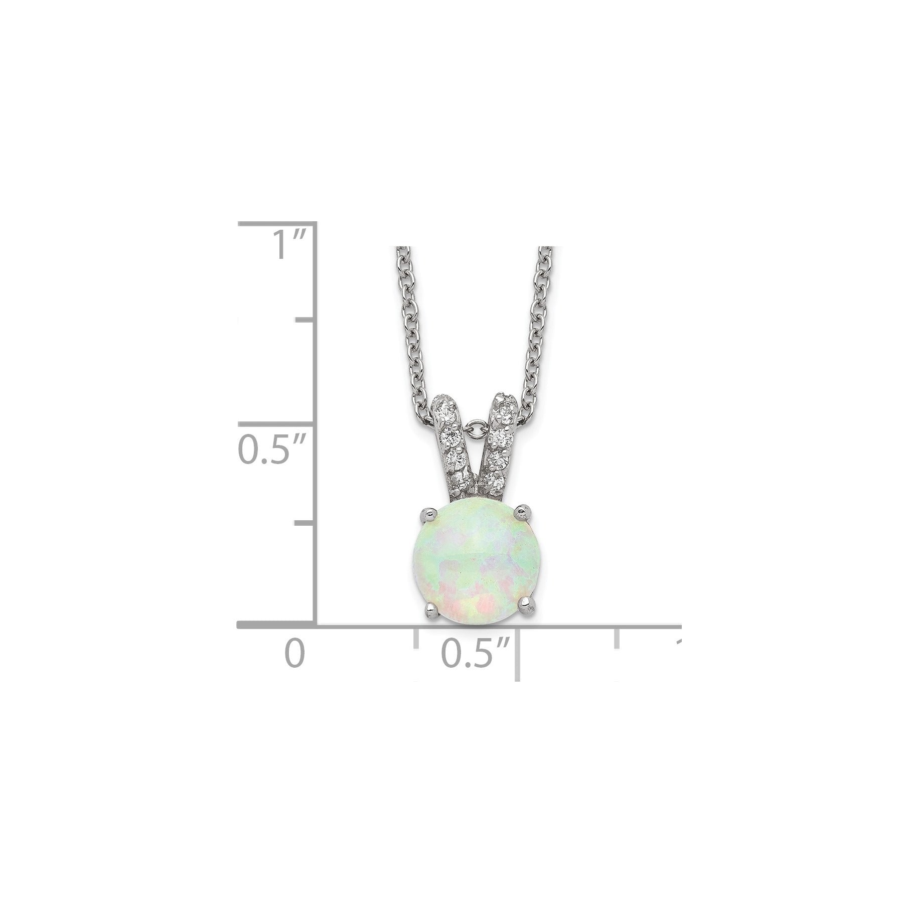 Lab Created Opal Split Bail 18 Inch Necklace Sterling Silver
