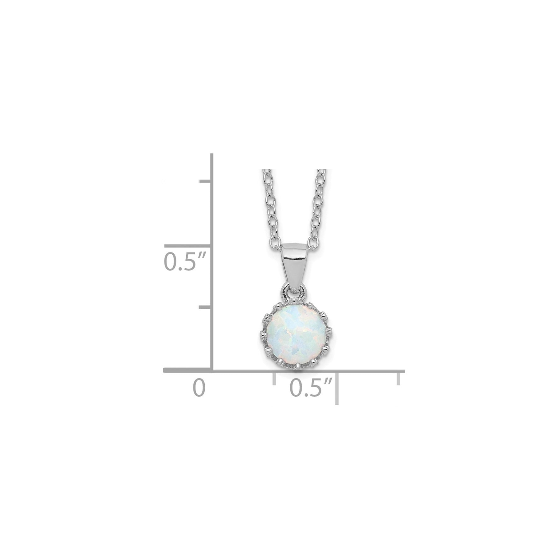 Sterling Silver Rhodium-plated Polished Created Opal Necklace