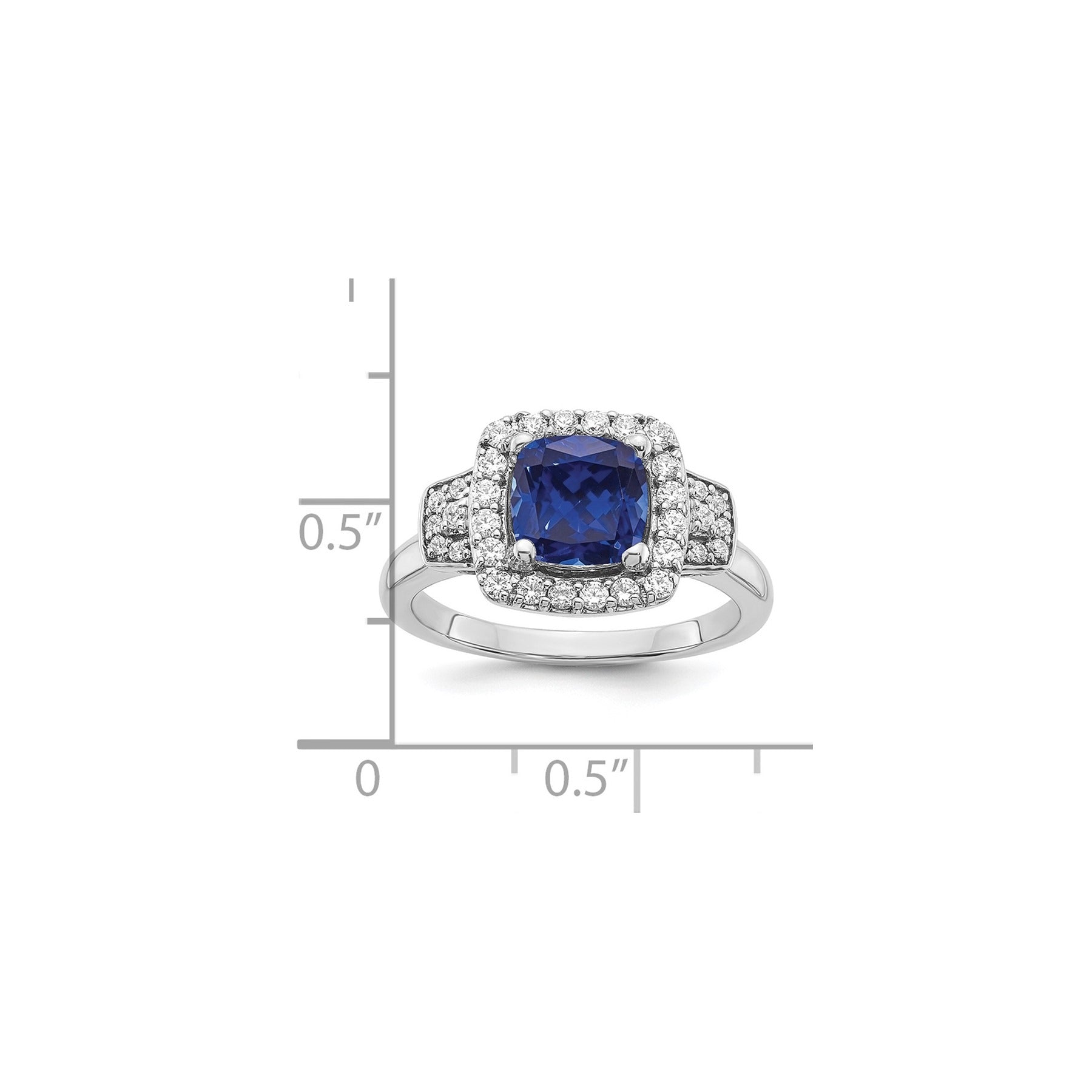 2 Ct Cushion Blue Created Sapphire & Lab Diamond Prong 10K White Gold Halo Ring