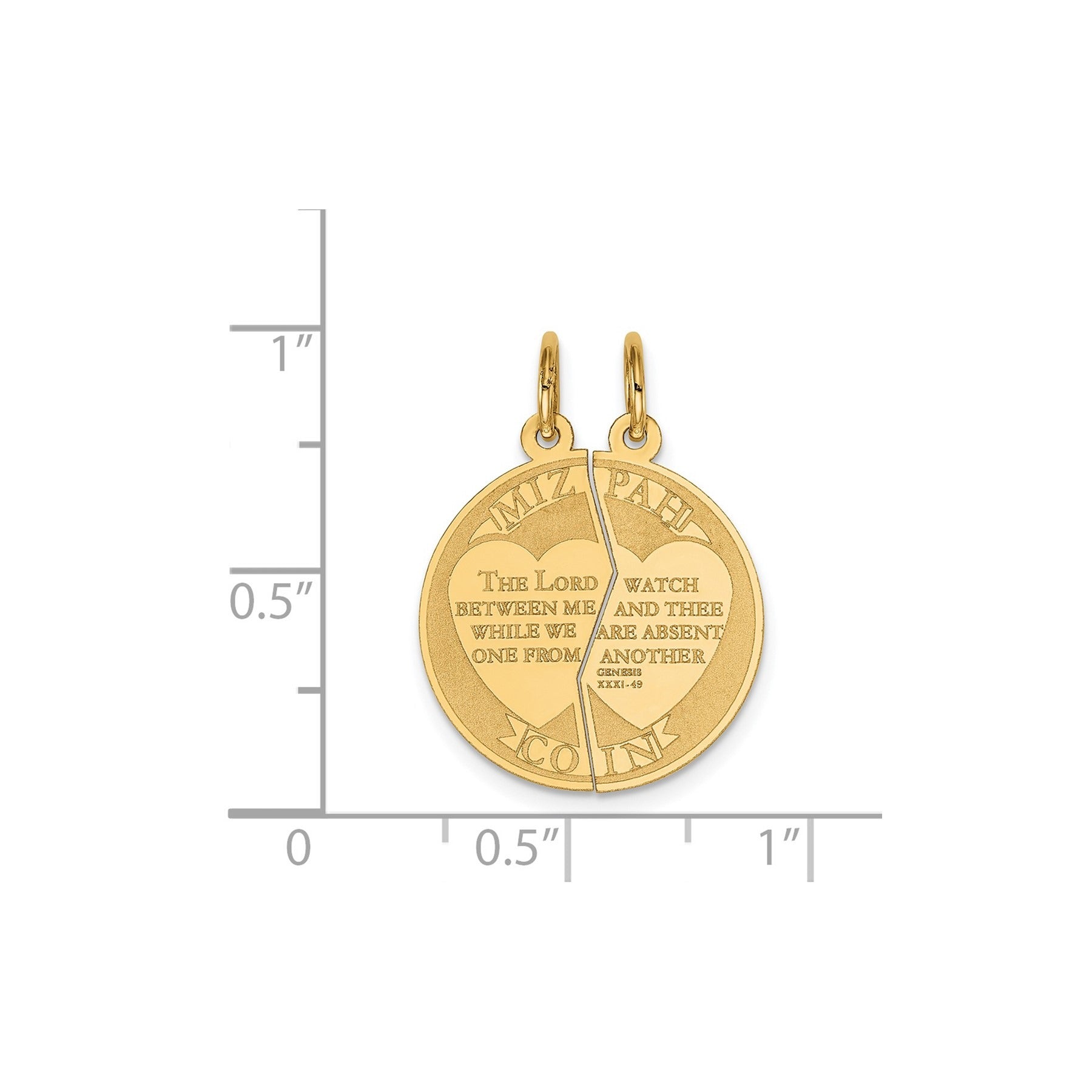 14K MIZPAH COIN 2-piece Round Charm Fine Color Jewels