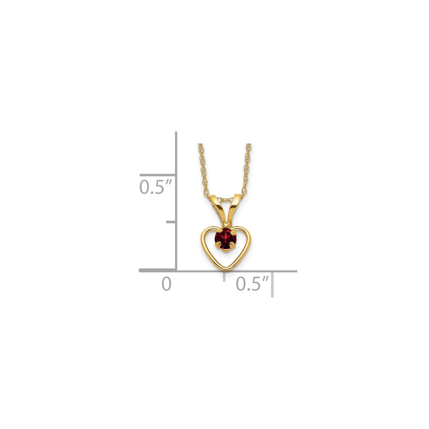 10k Yellow Gold Heart in Heart Birthstone Necklace