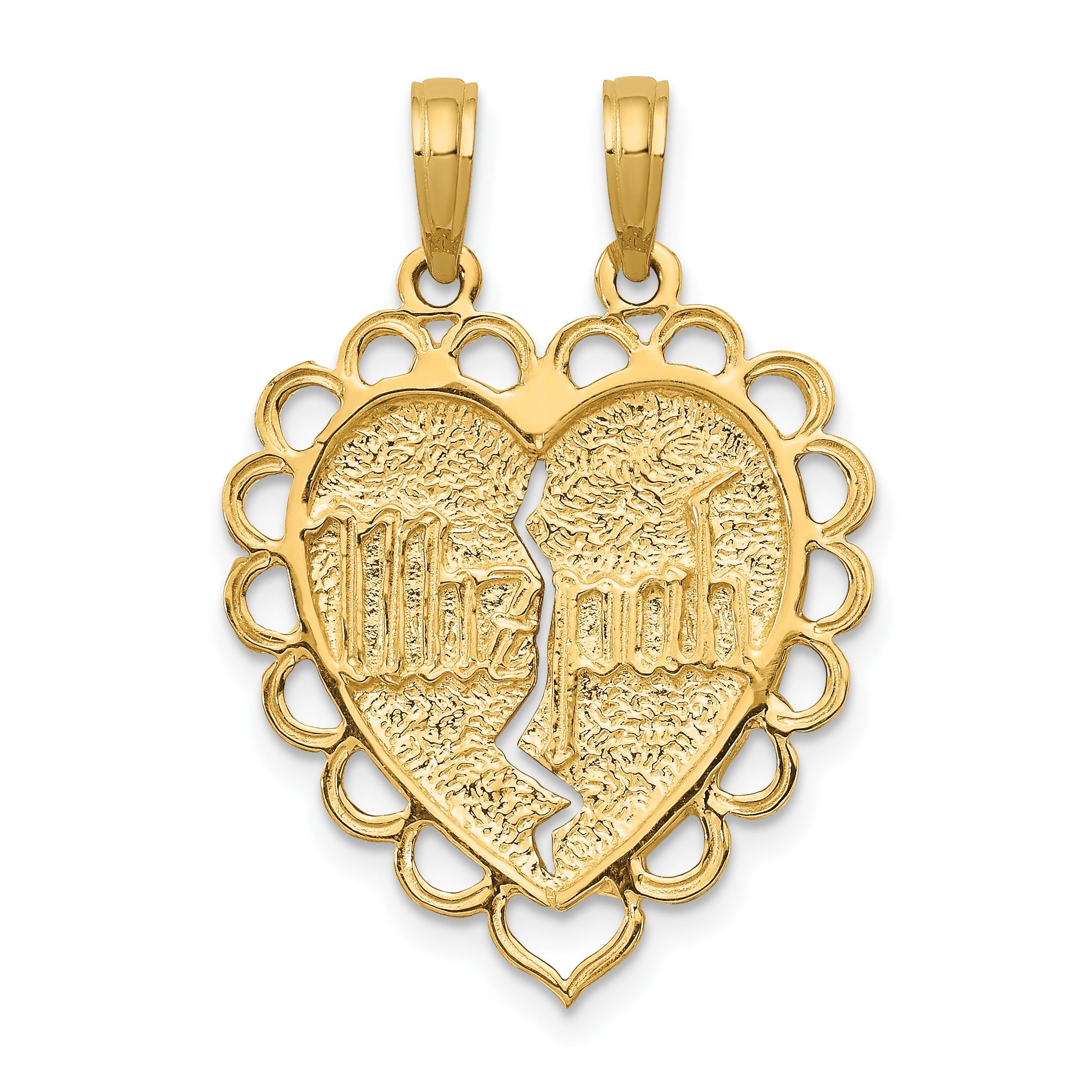 14k Gold Reversible MIZPAH Breakable Heart Pendant