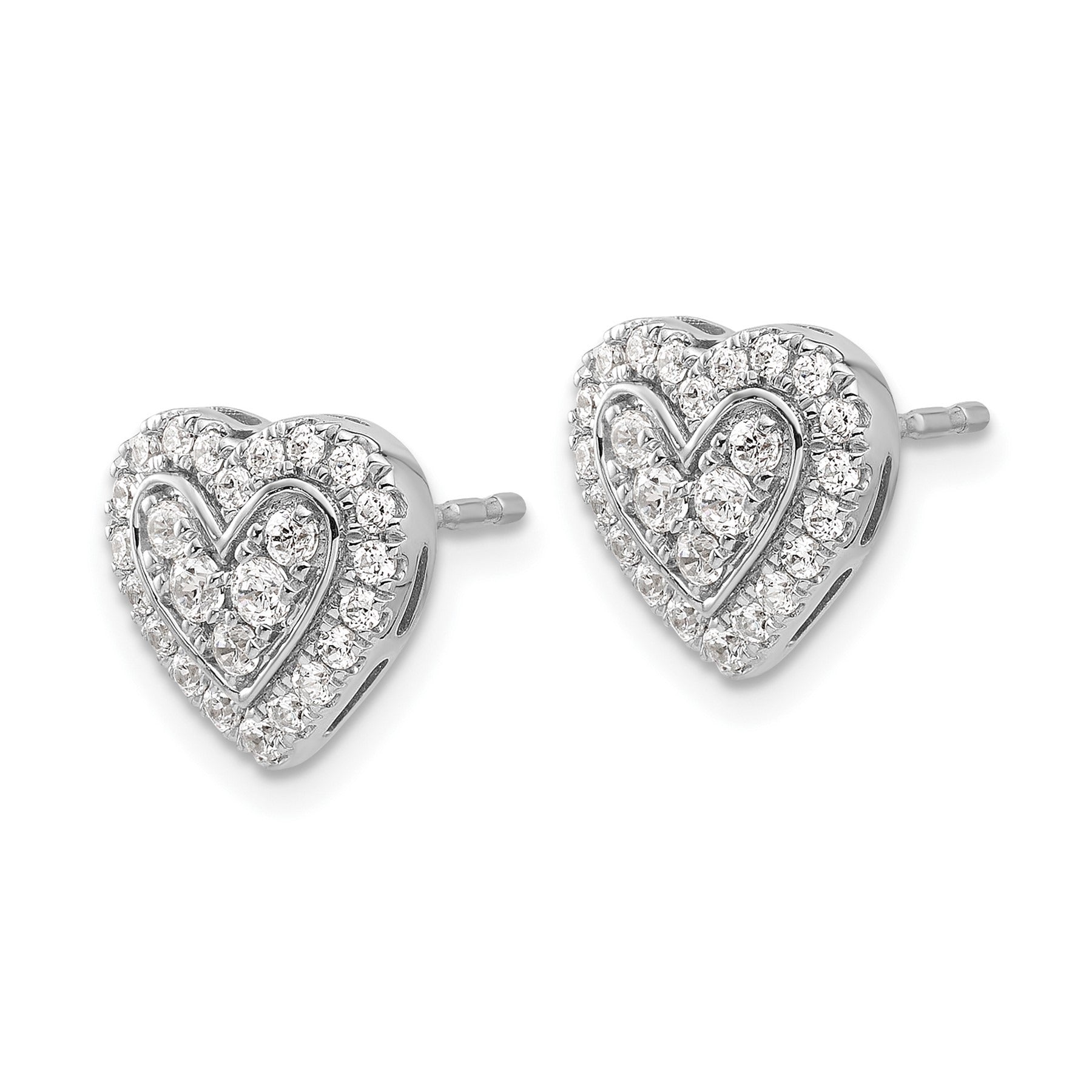 14k White Gold Lab Grown Diamond Halo Heart Stud Earrings 0.75 Ct