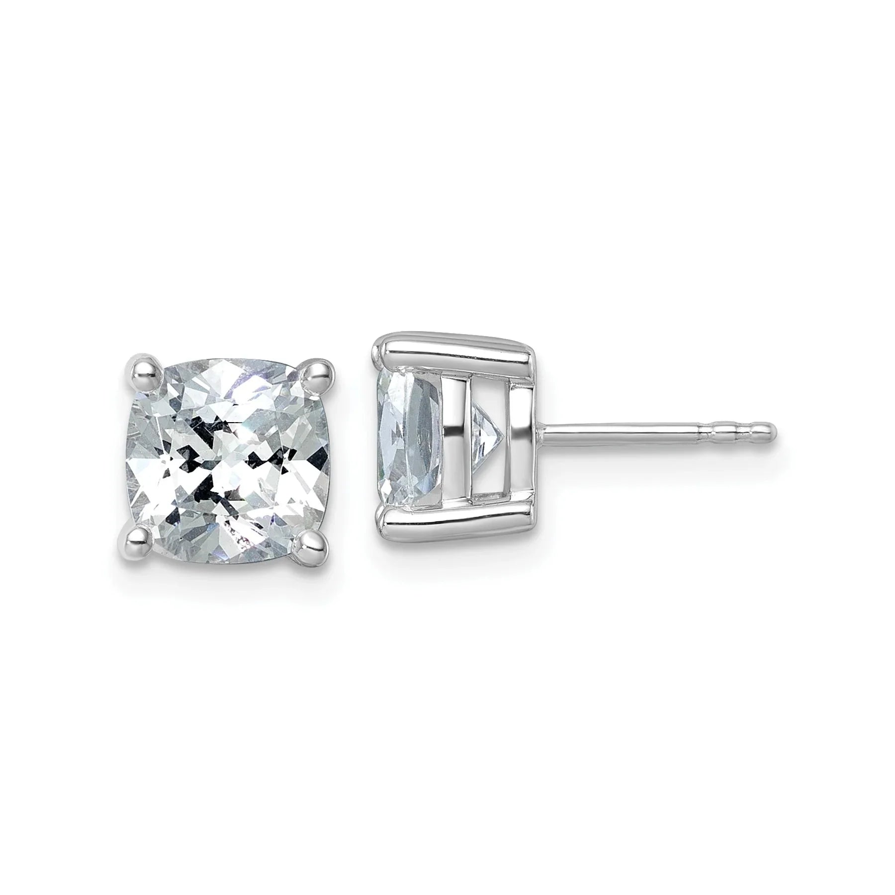 14K Gold Lab Grown Diamond Cushion Four Prong Stud Earrings - Fine Diamond