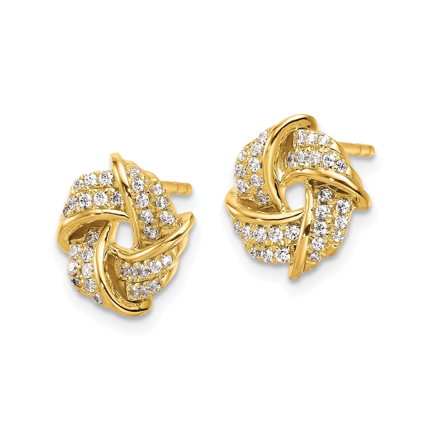 14K Yellow Gold Lab Grown Diamond Love Knot Post Stud Earrings 0.33 Ct