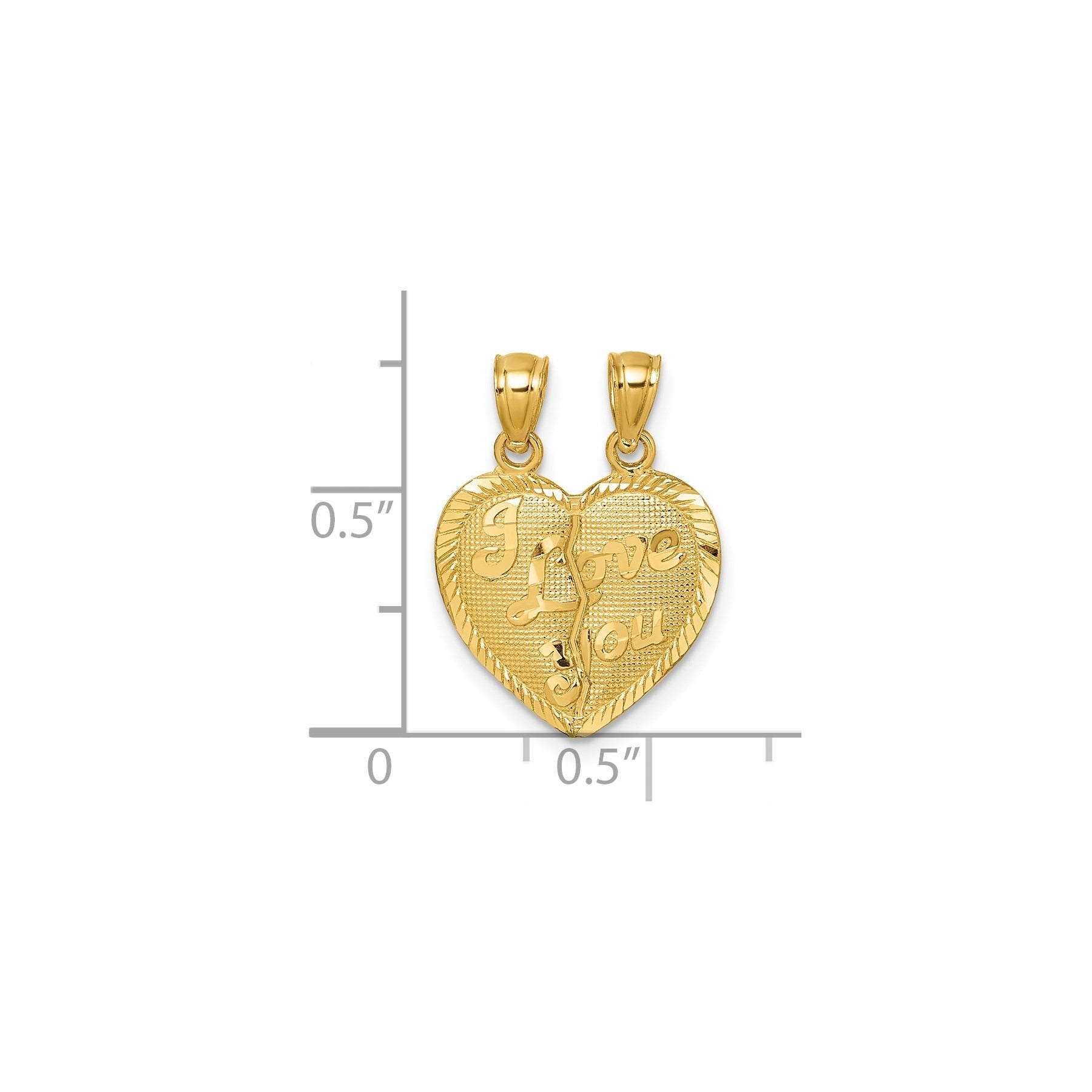 14k Gold I LOVE YOU broken heart Pendant for Couple