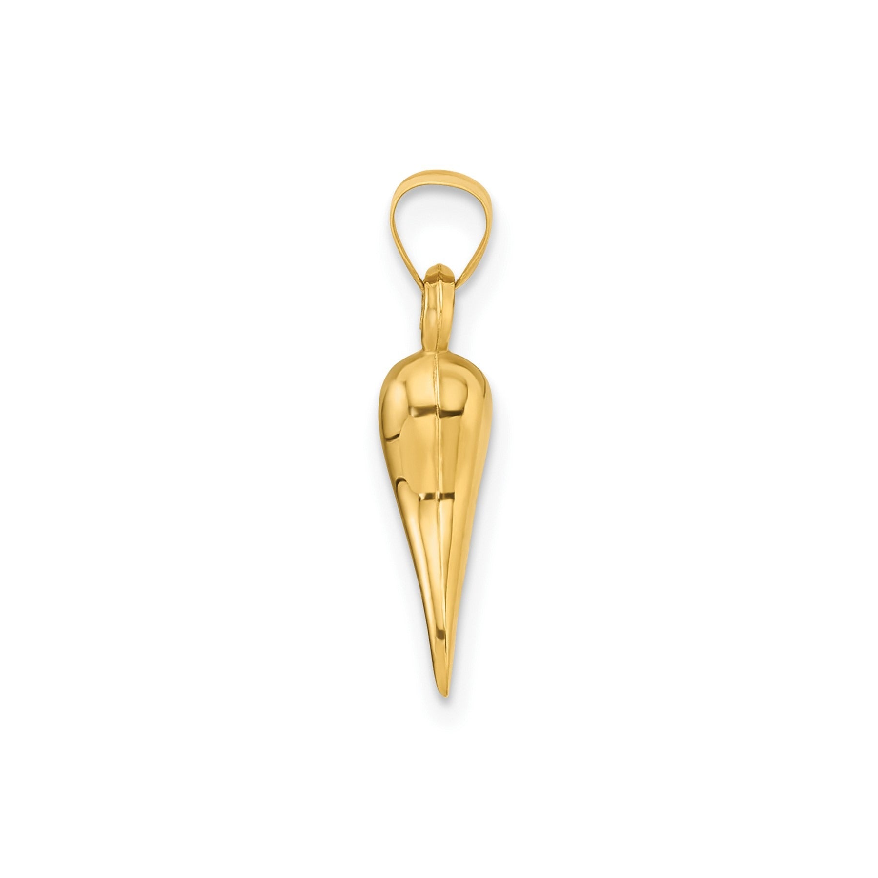 14k Gold Hollow 3-D Italian Horn Pendant