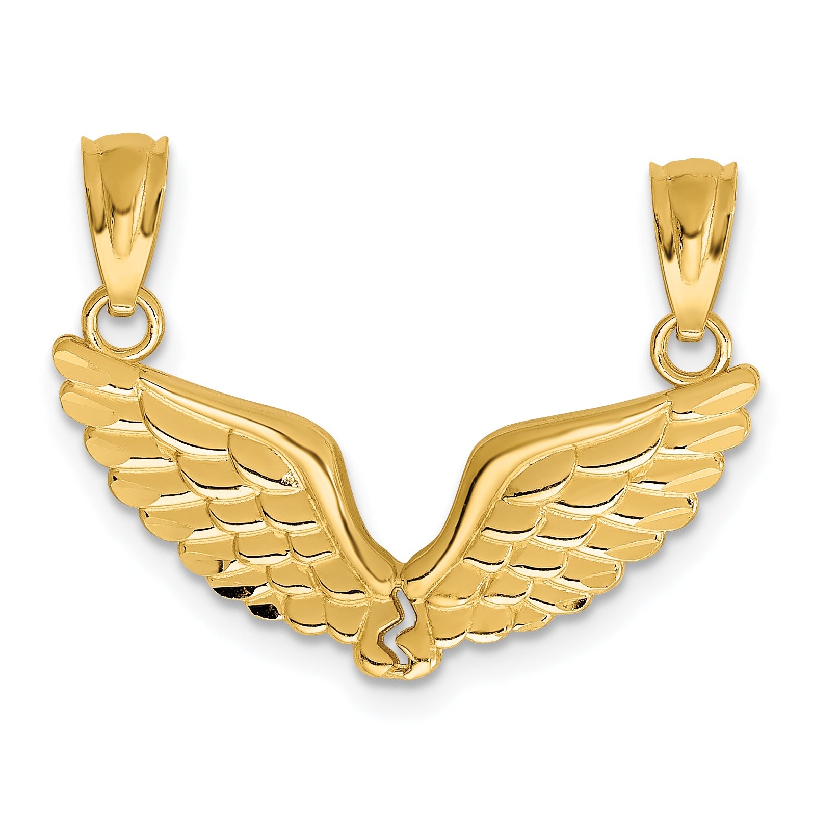 14k Gold 2-Piece Break Apart Angel Wing Pendant