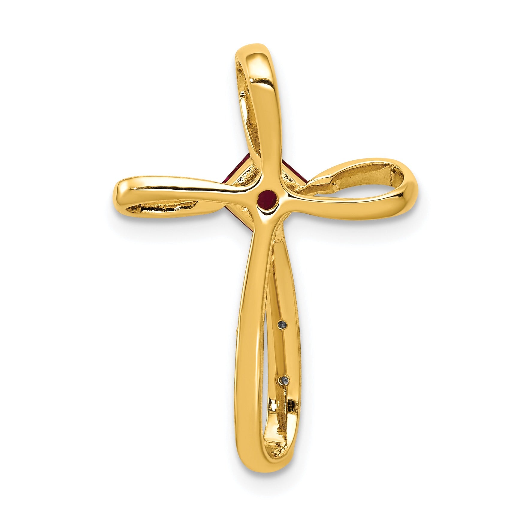 Lab Created Ruby and Diamond Cross Pendant Gold