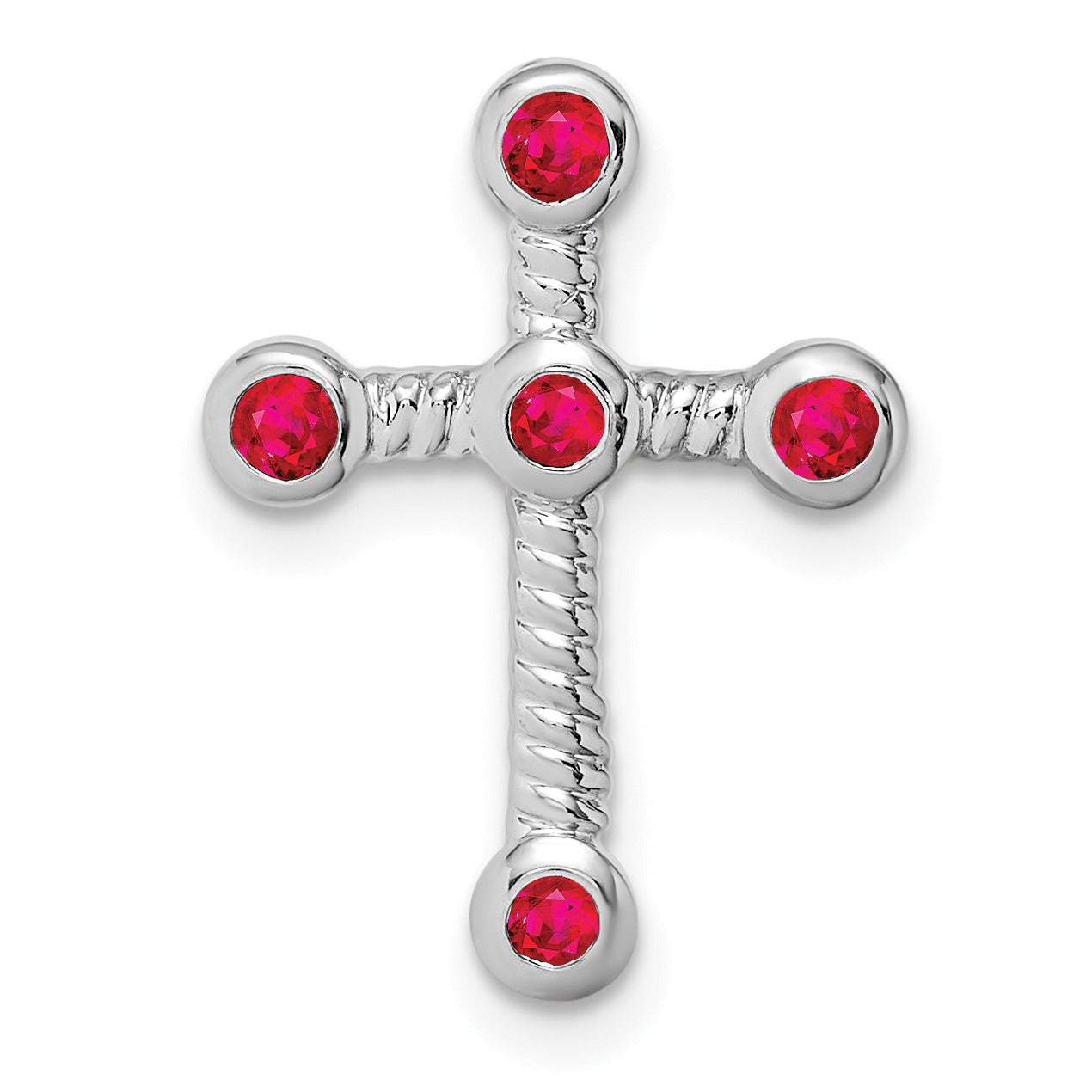 Natural Red Ruby Cross Gold Pendant