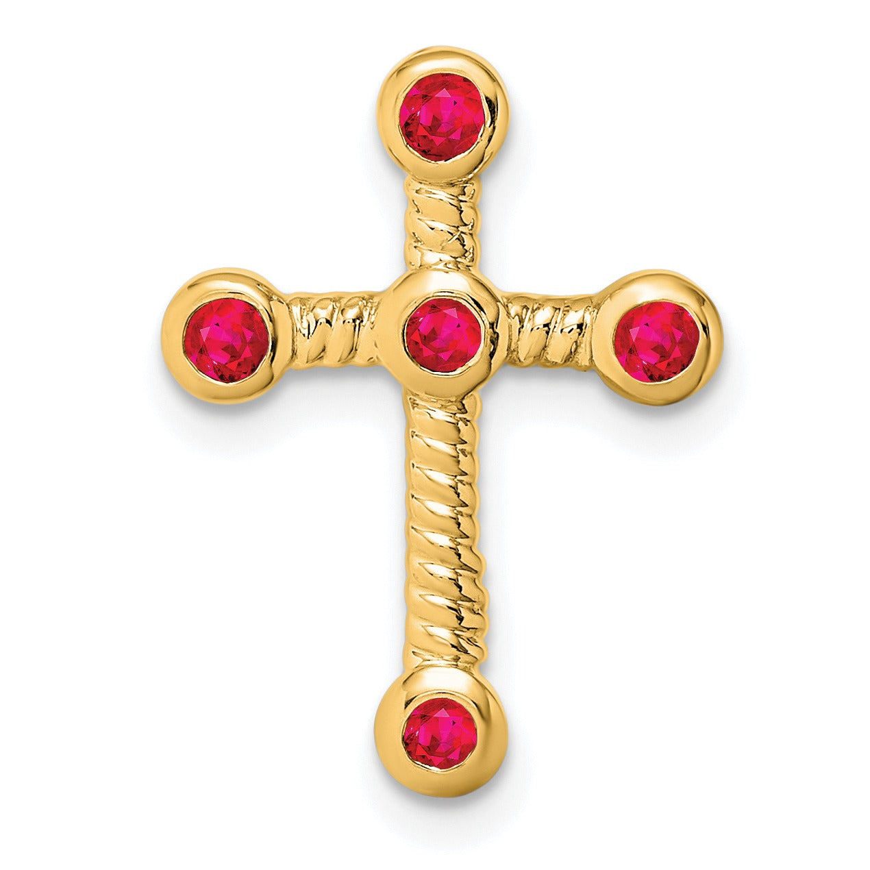 Natural Red Ruby Cross Gold Pendant