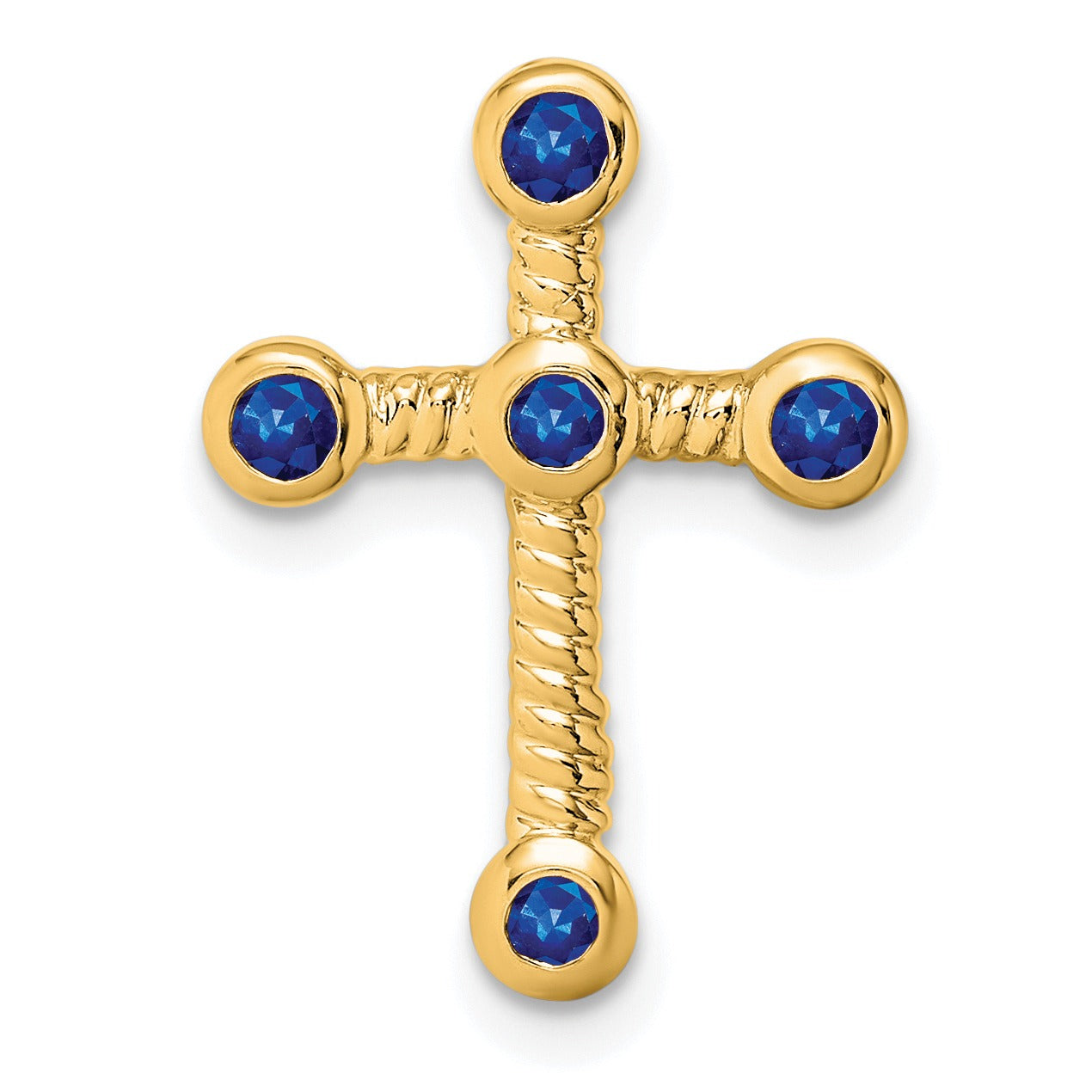 Natural Blue Sapphire Cross Gold Pendant