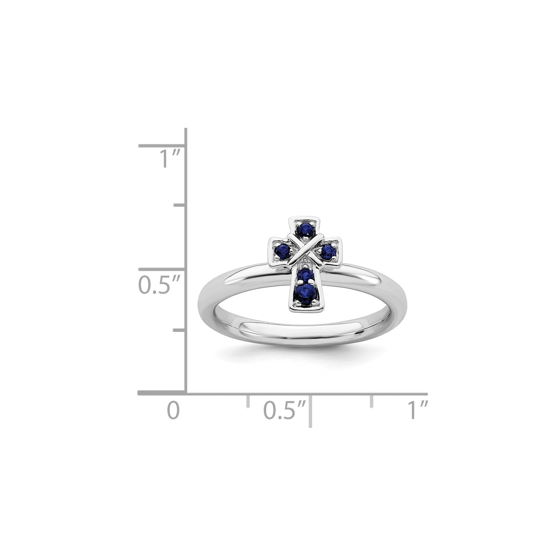 Lab Created Sapphire Silver Stackable Cross Ring