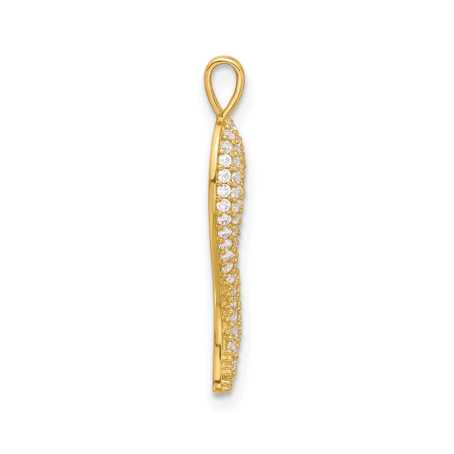 14k Yellow Gold CZ Small Italian Horn Pendant
