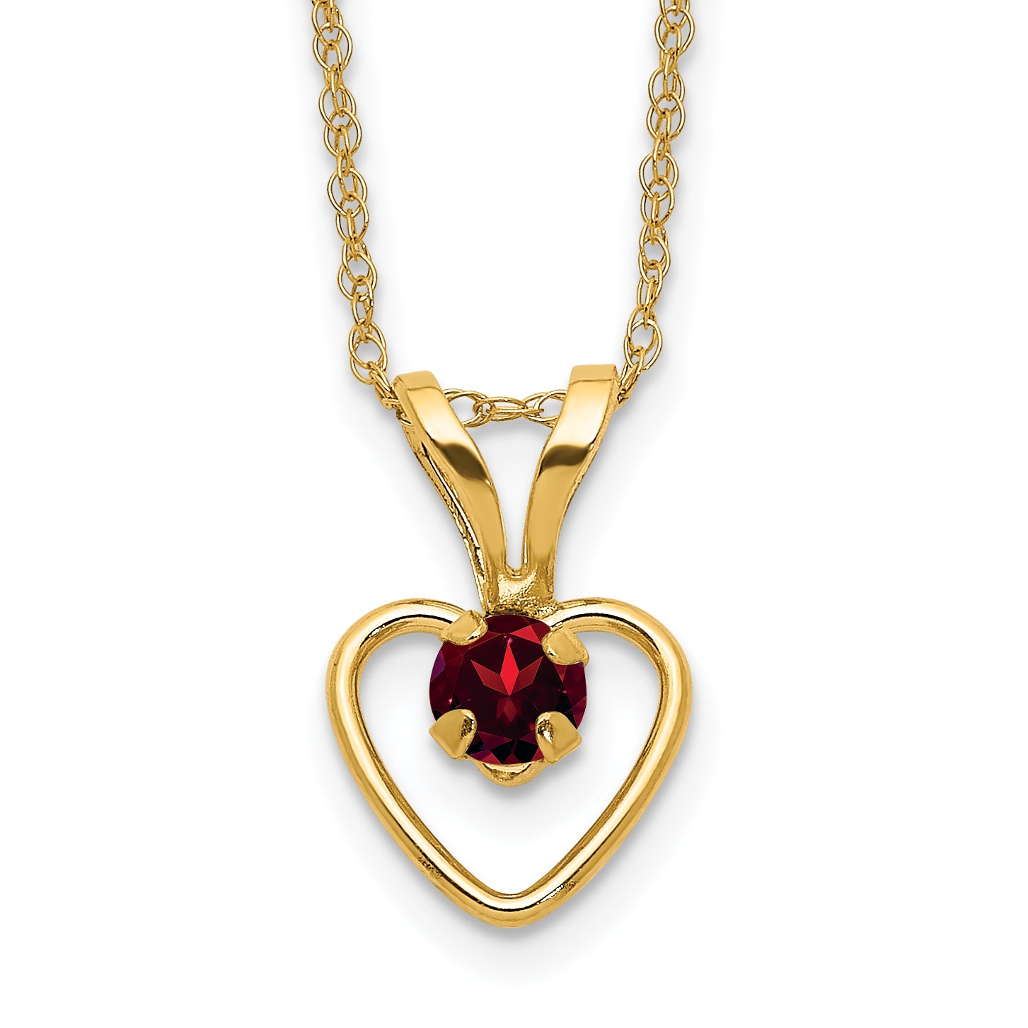 10k Yellow Gold Heart in Heart Birthstone Necklace