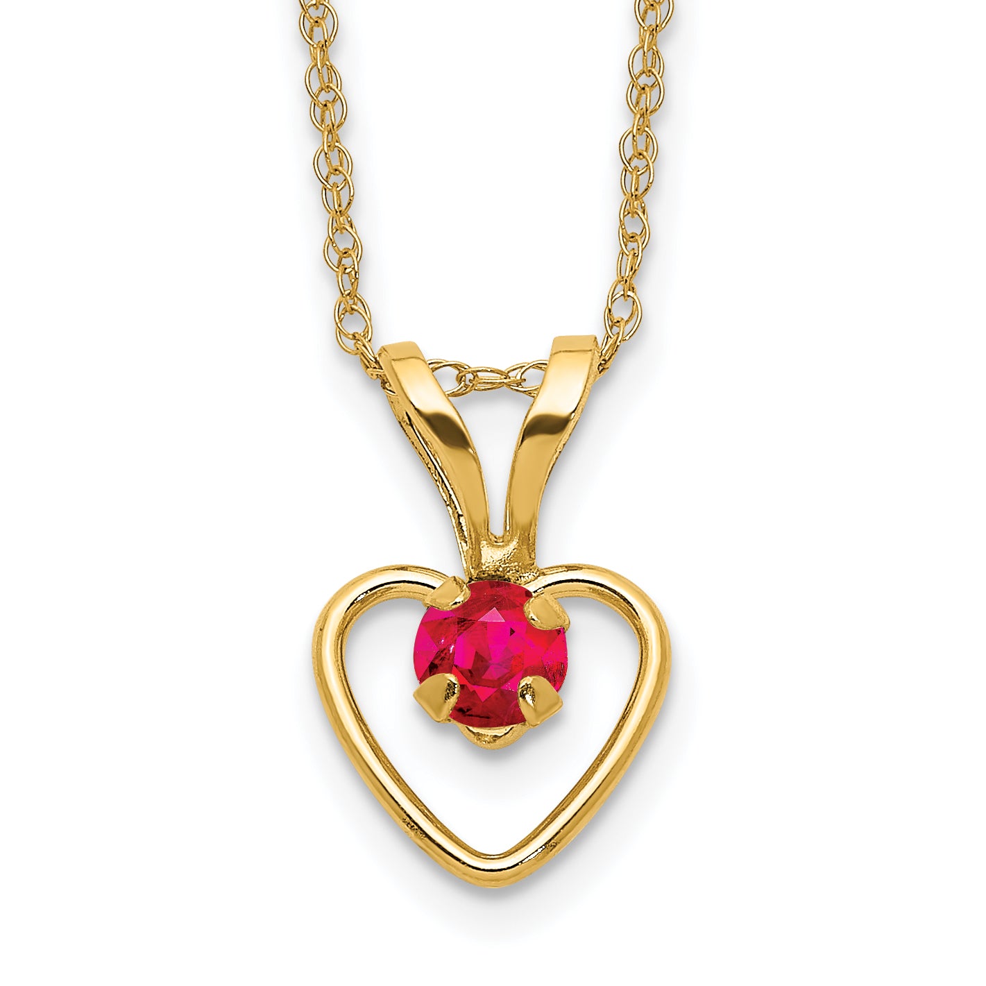 10k Yellow Gold Heart in Heart Birthstone Necklace