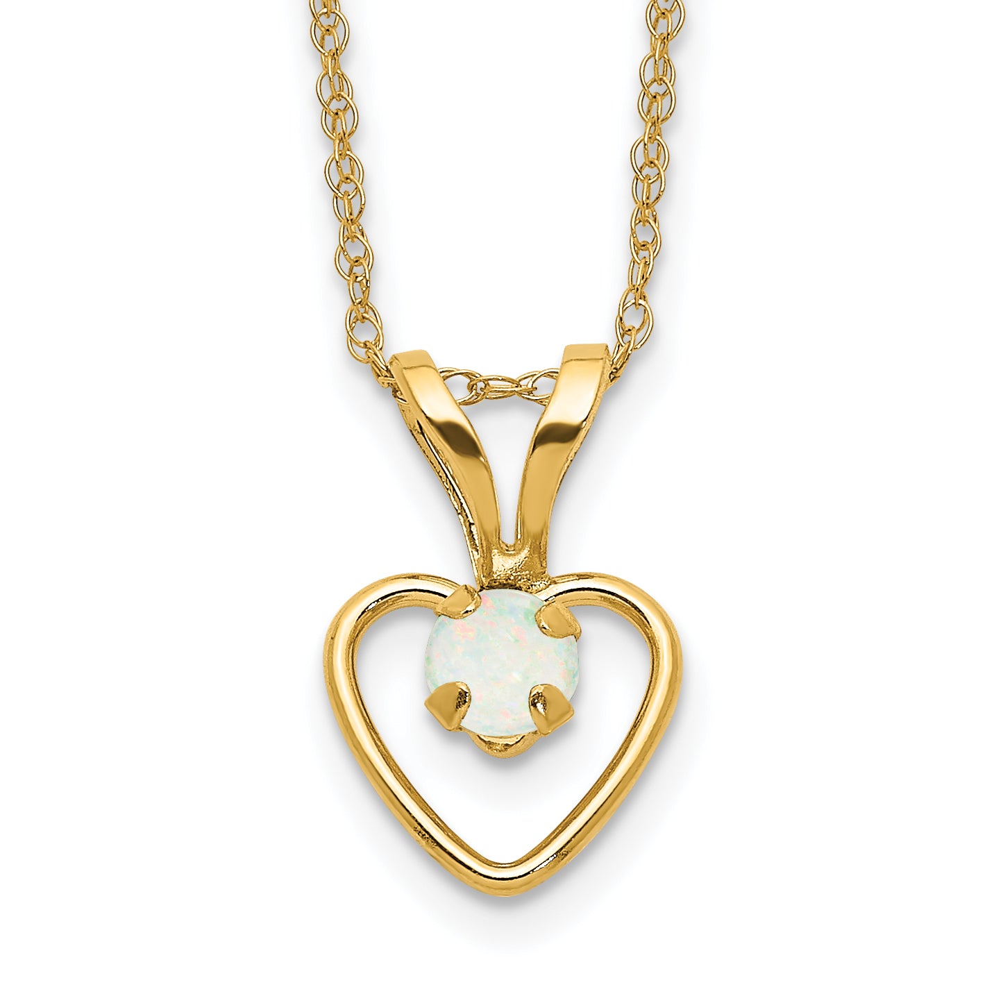 10k Yellow Gold Heart in Heart Birthstone Necklace