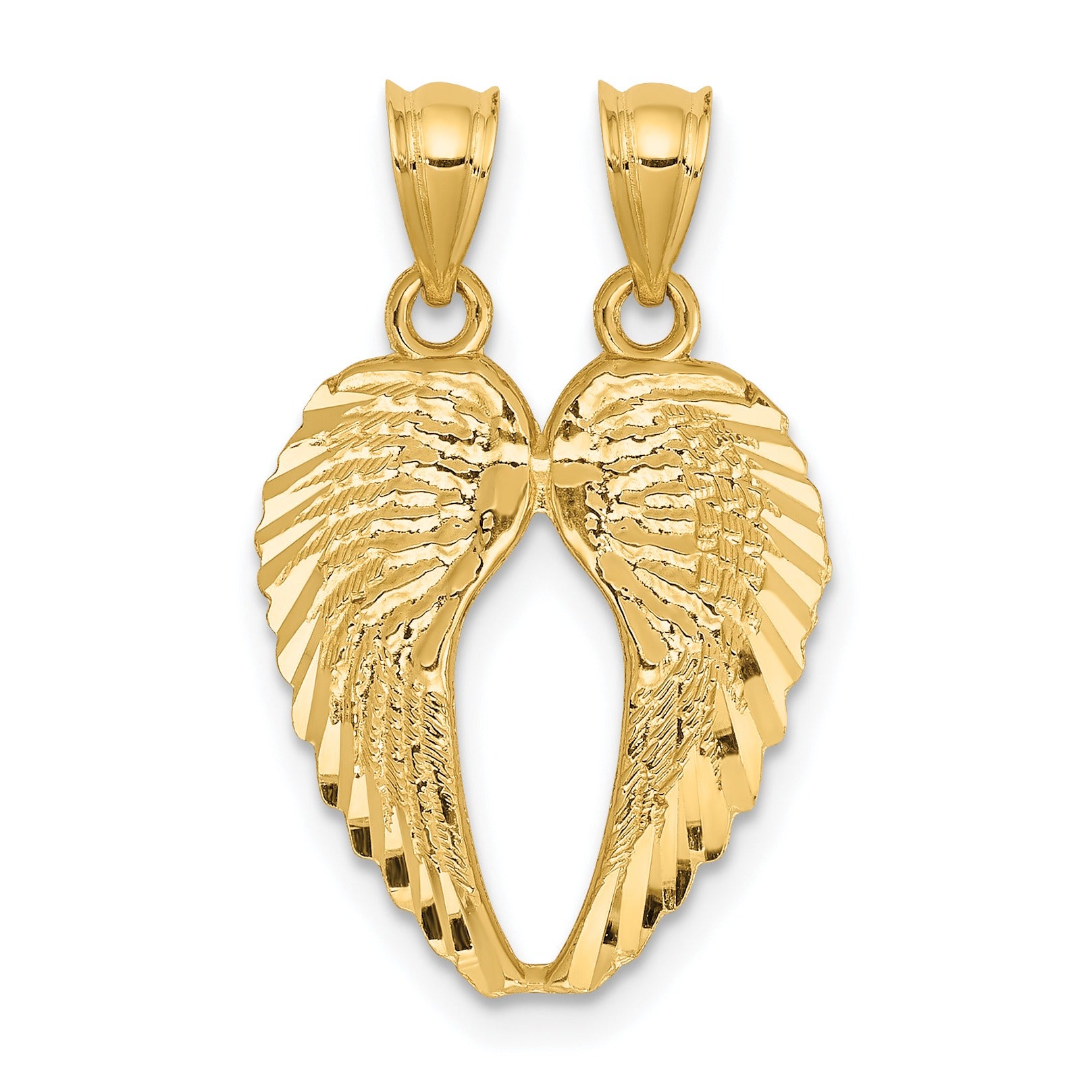 14k Gold Two-Piece Break-Apart Wings Pendant Fine Color Jewels