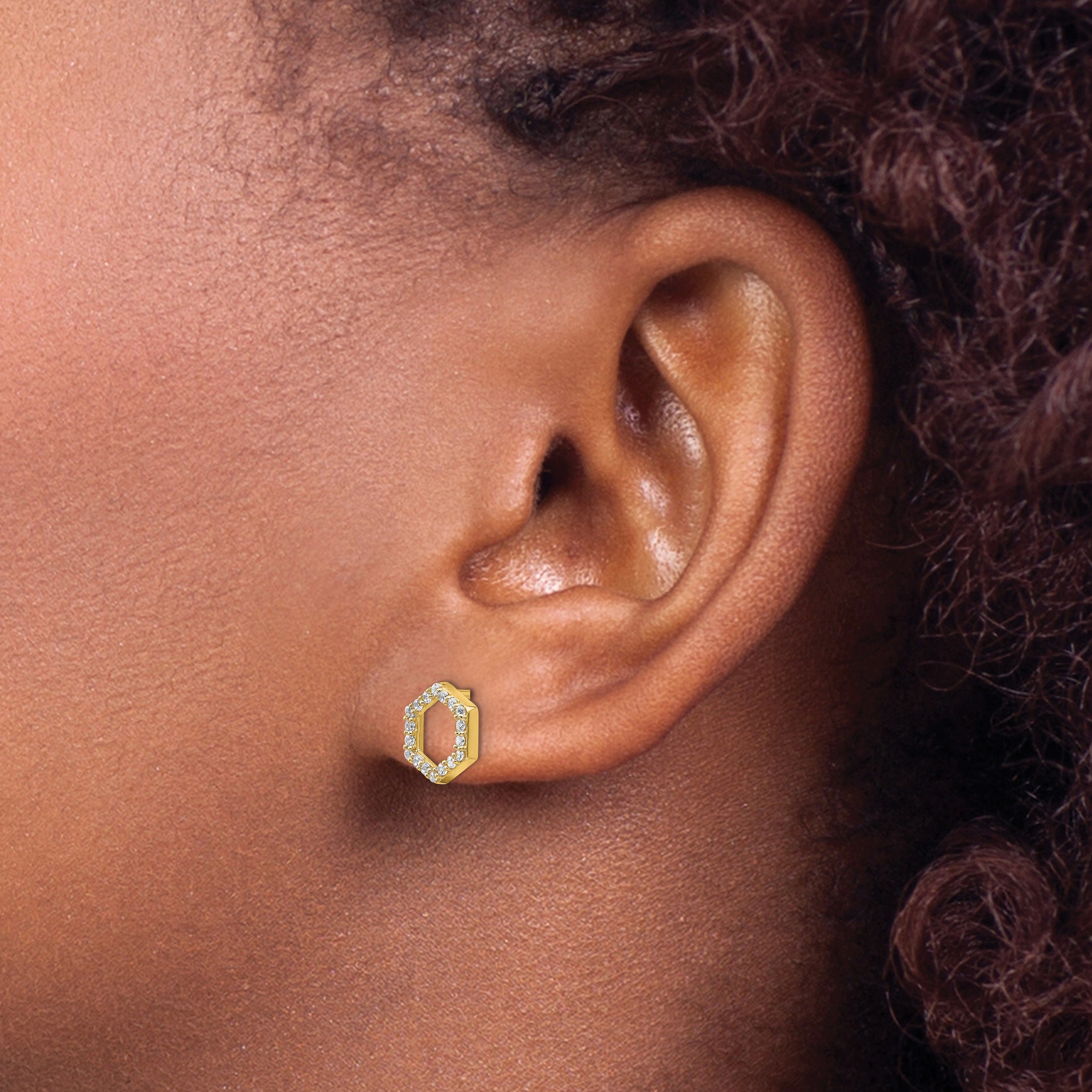 Lab Grown Diamond Hexagon Studs Earrings