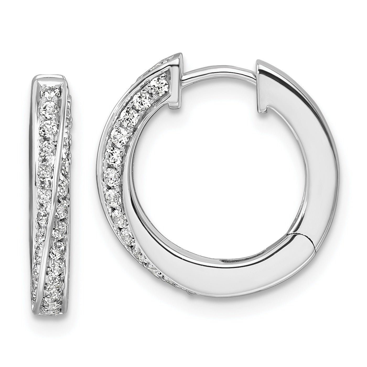 14k Gold Lab Diamond Twisted Hinged Hoop Earrings
