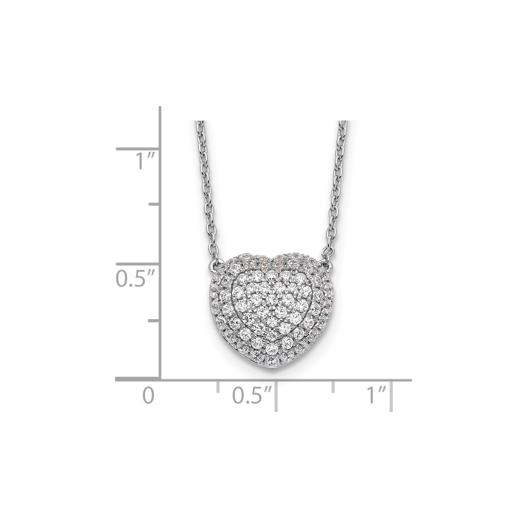 Lab Grown Diamond Cluster Heart Necklace 14K White Gold