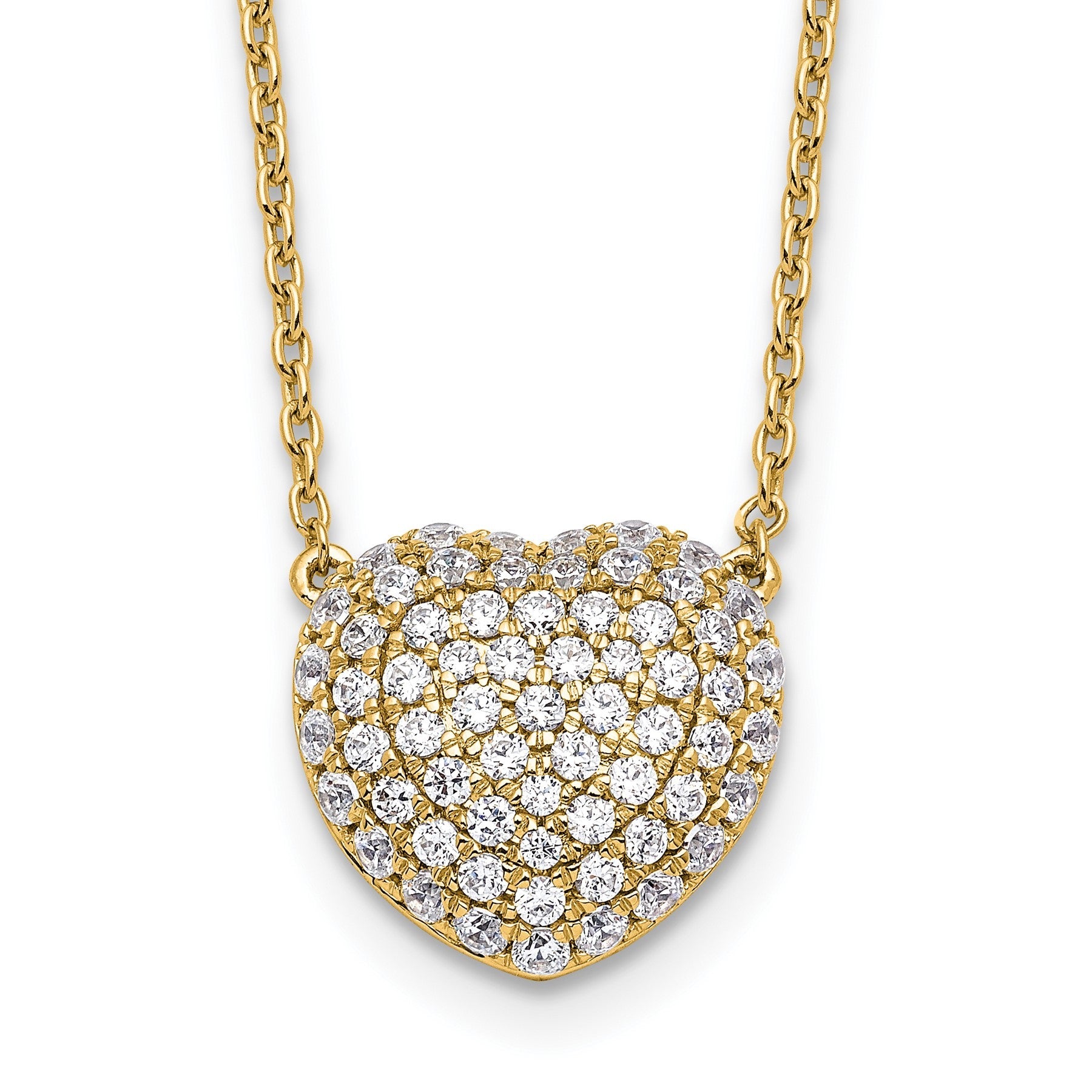 Lab Grown Diamond Cluster Heart Necklace 14K White Gold