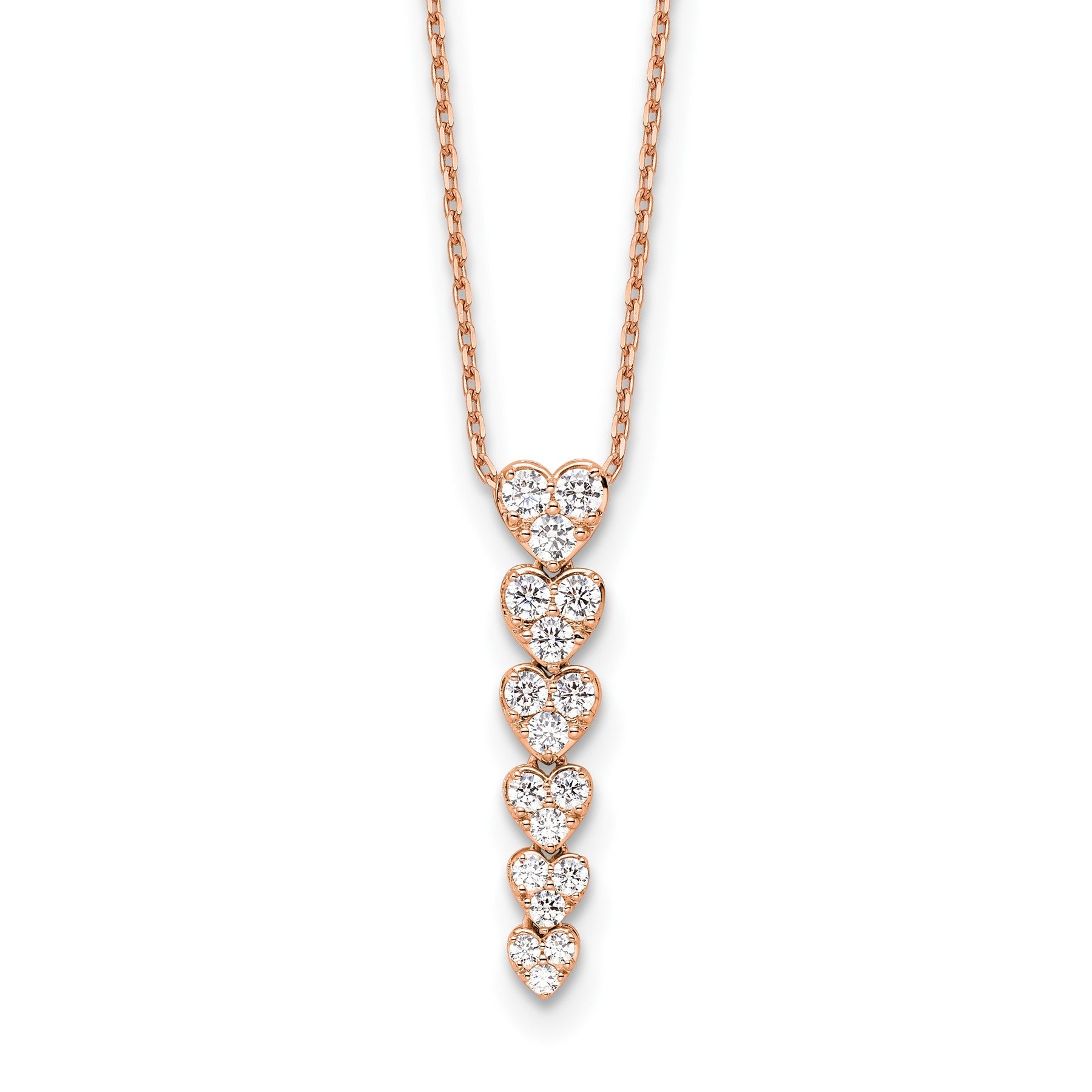 Lab Grown Diamond Hearts Drop Necklace 14K Gold