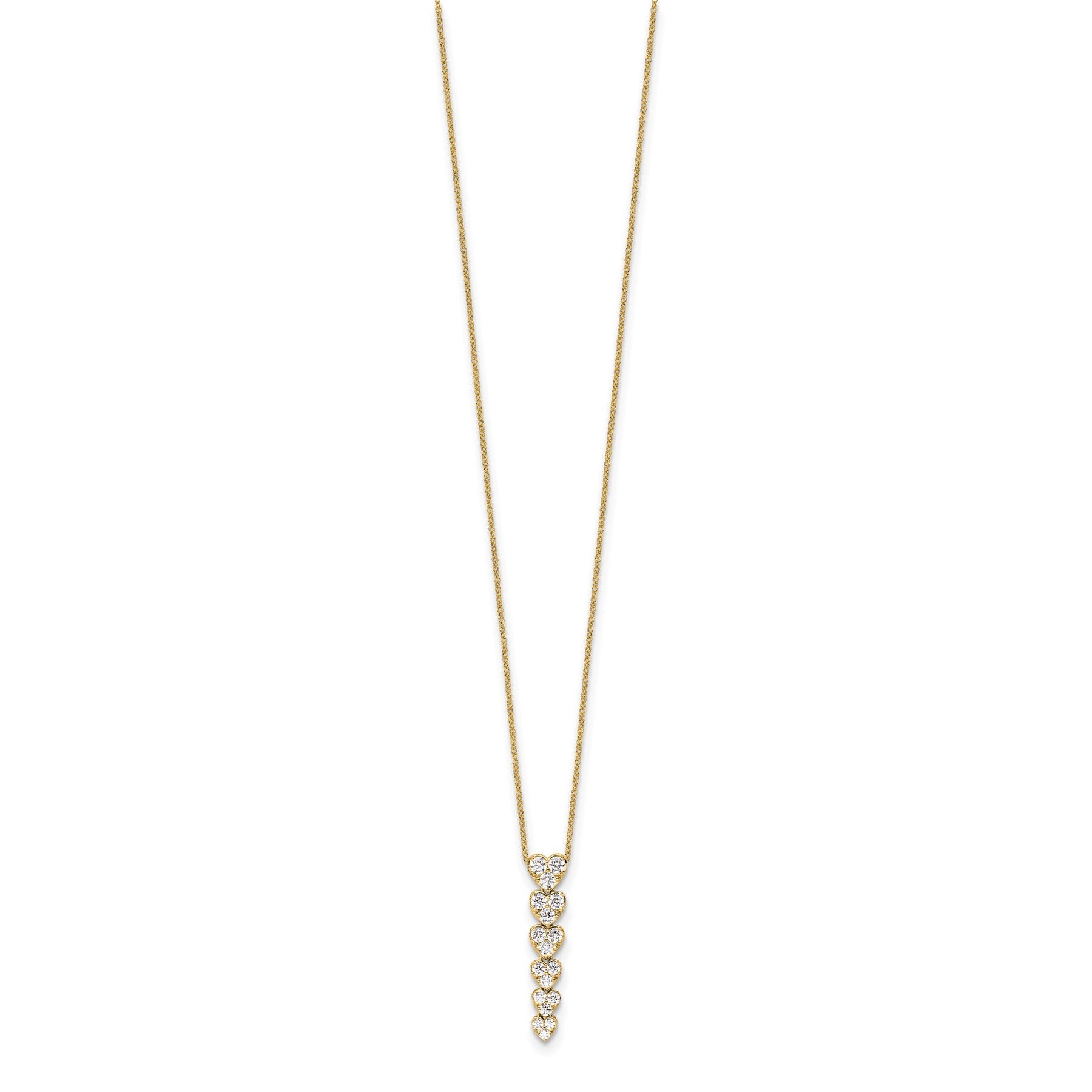 Lab Grown Diamond Hearts Drop Necklace 14K Gold