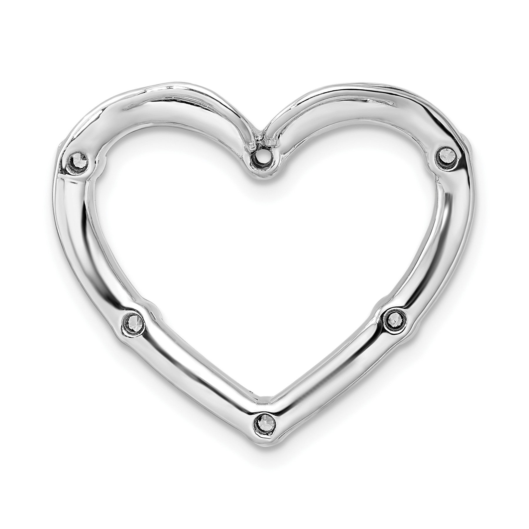 14k Gold Lab Diamond Open Heart Chain Slide Pendant