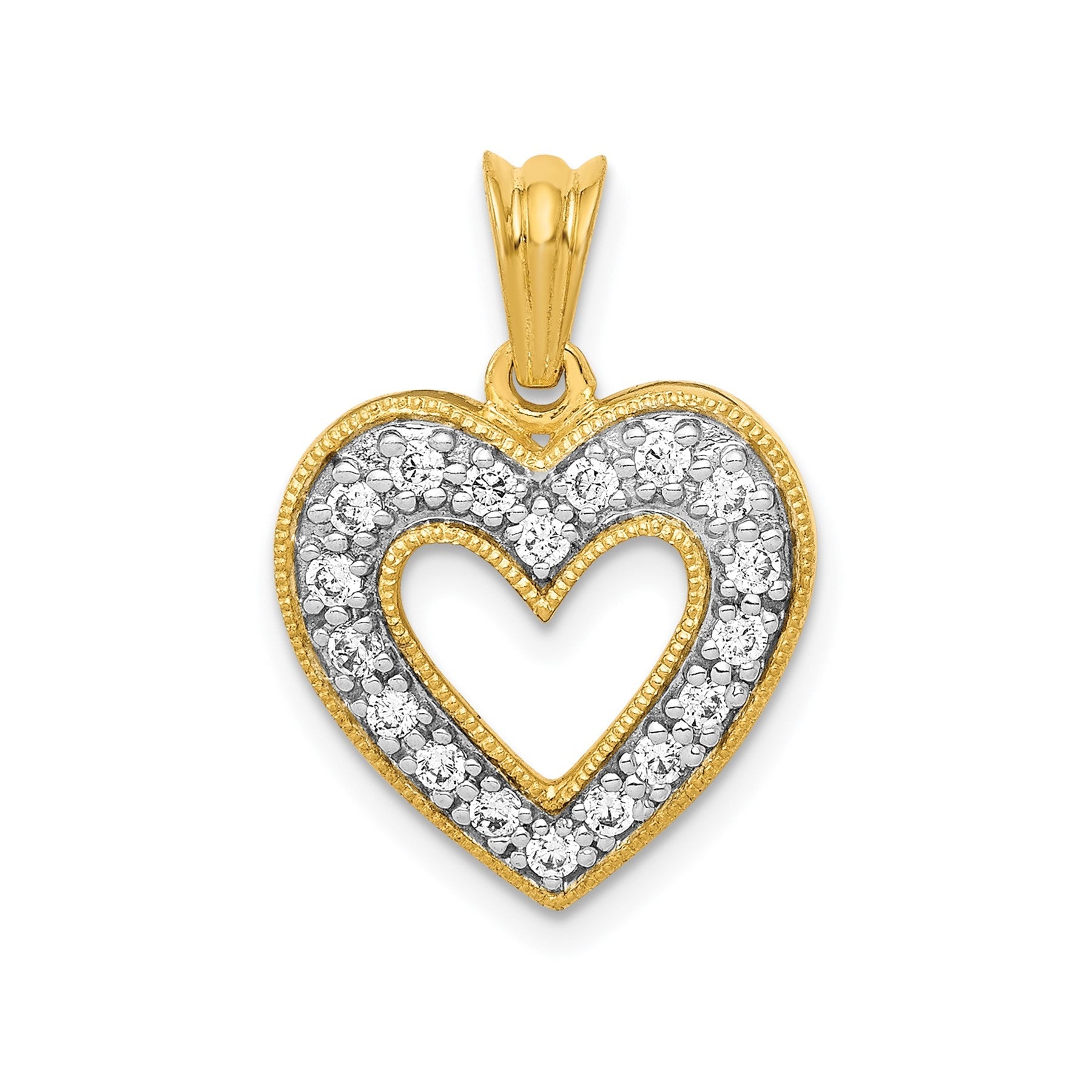 14k Gold Lab Grown Diamond Pave Heart Pendant
