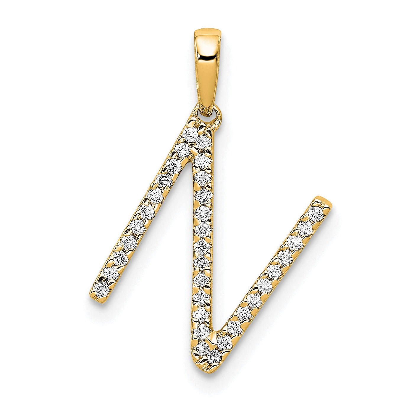 14k Gold Diamond Initial Pendant