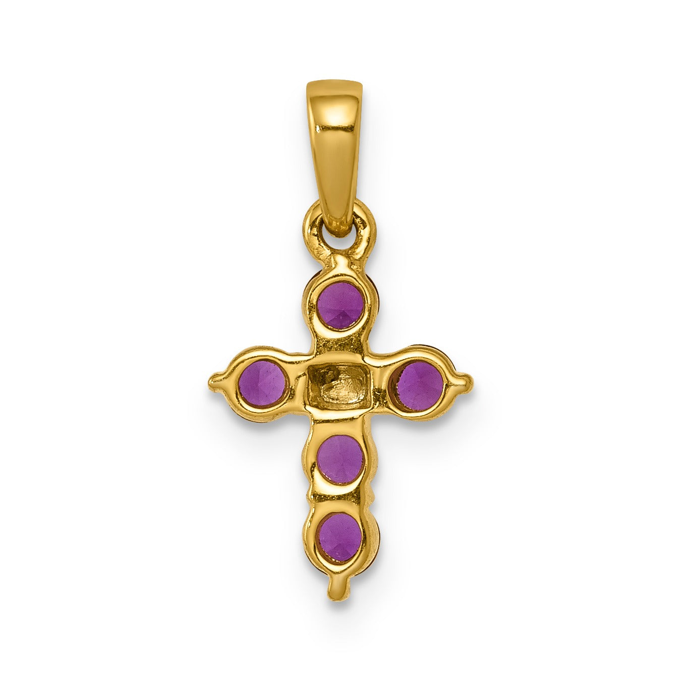 14k Gold Natural Ruby and Diamond Cross Pendant