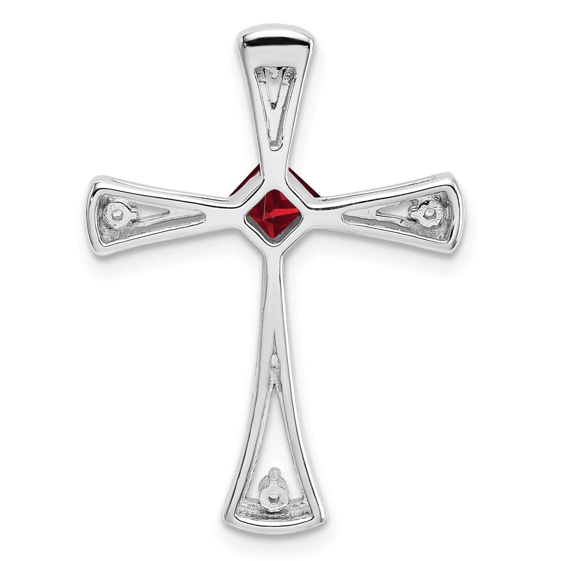 Natural Garnet and Diamond Cross Chain Slide Pendant