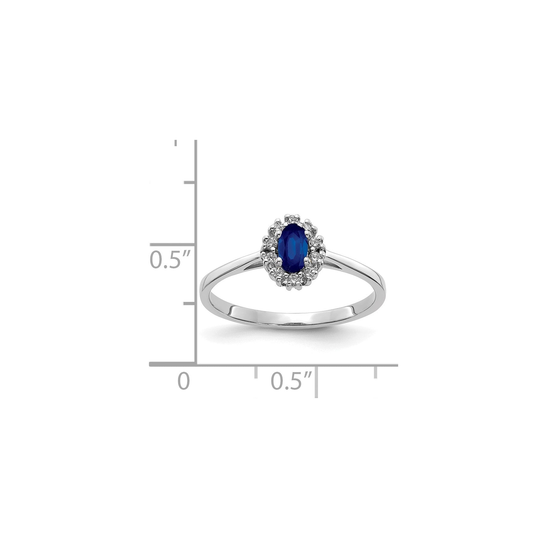 0.30 Ct Oval Blue Sapphire & Diamond Prong 14K White Gold Classic Halo Ring